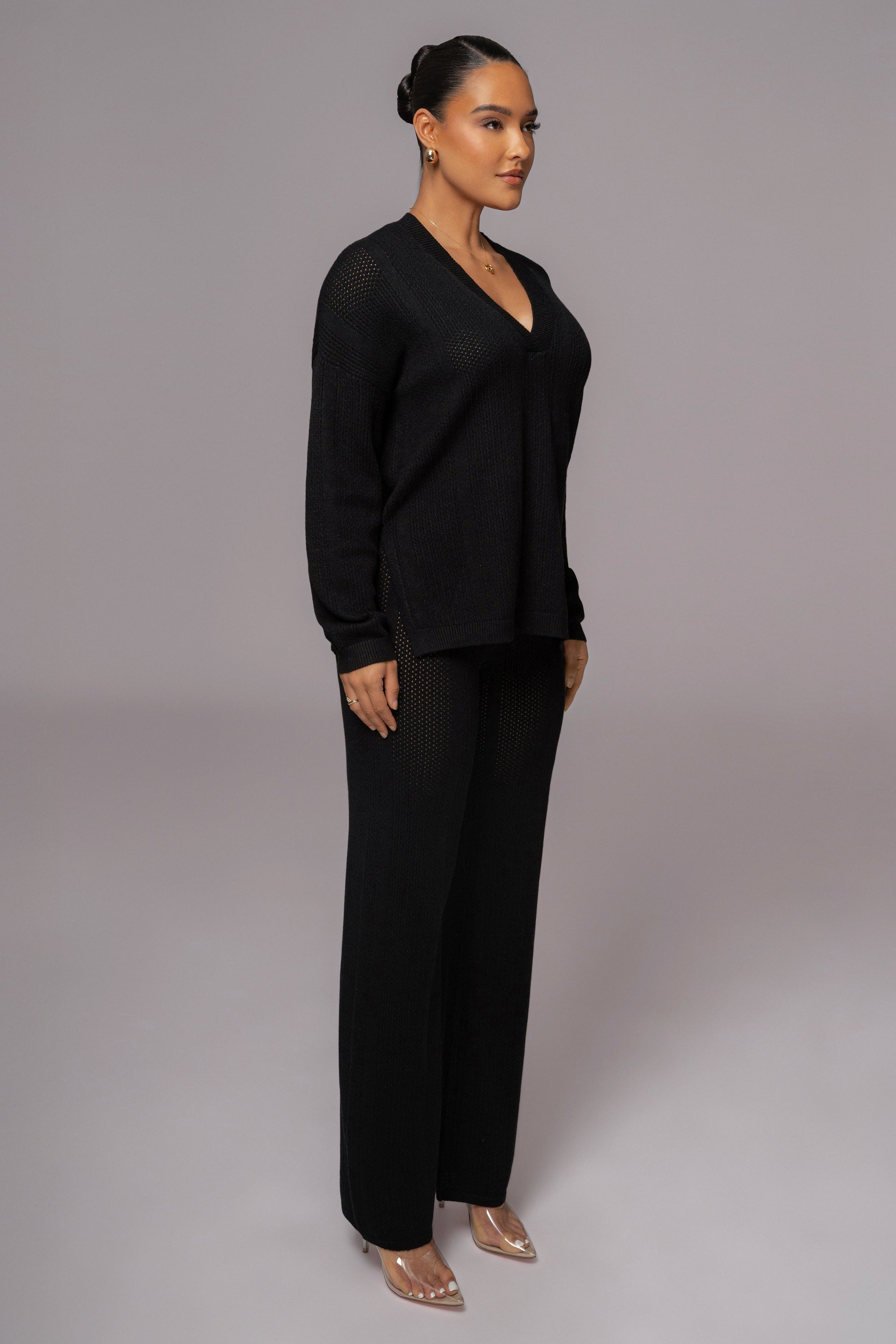 Black Fortuna Sweater Knit Pants JLUXLABEL
