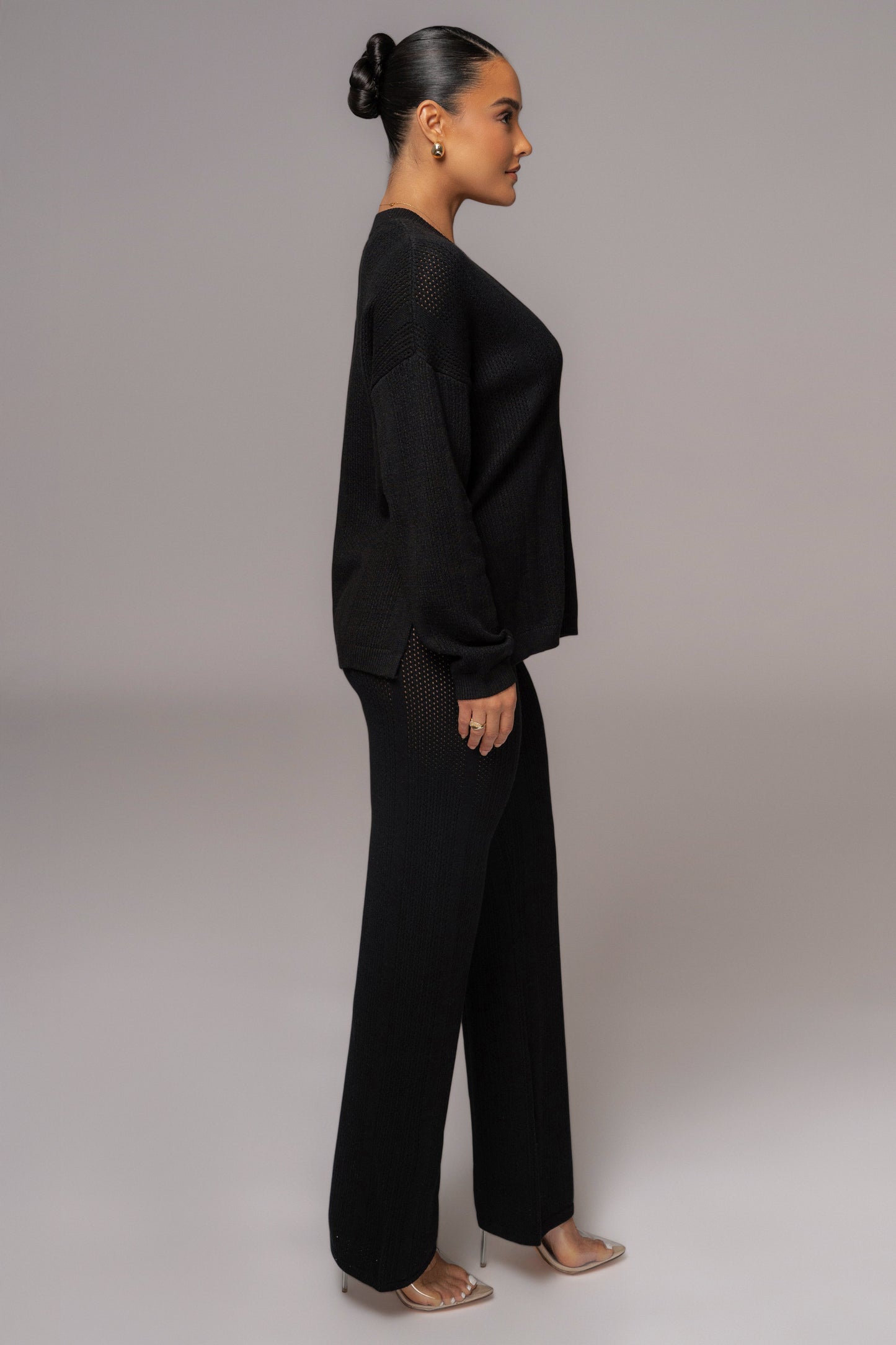 Black Fortuna Sweater Knit Pants JLUXLABEL