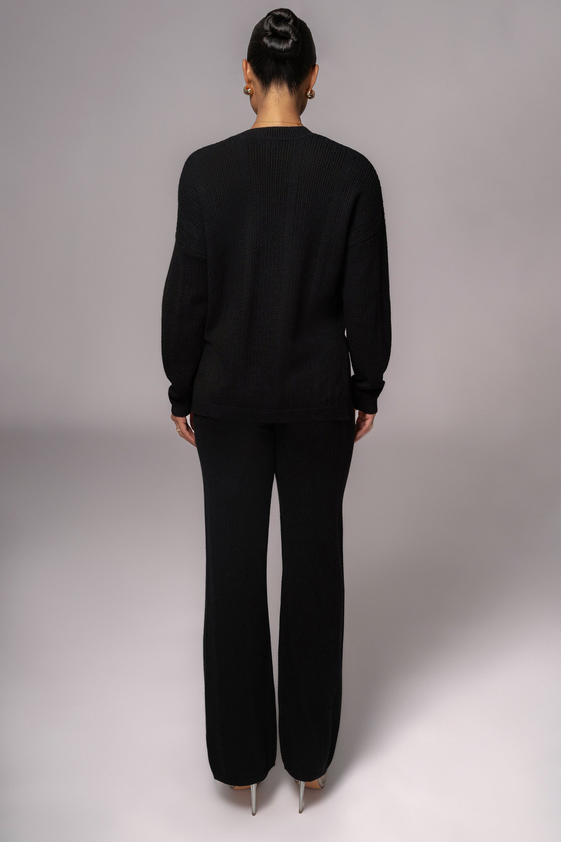Black Fortuna Sweater Knit Pants JLUXLABEL
