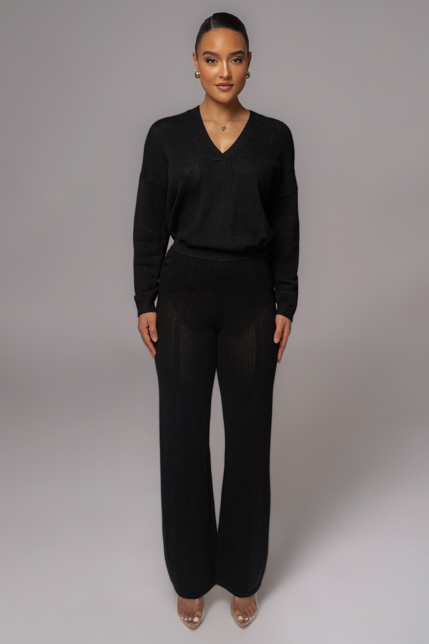 Black Fortuna Sweater Knit Pants JLUXLABEL