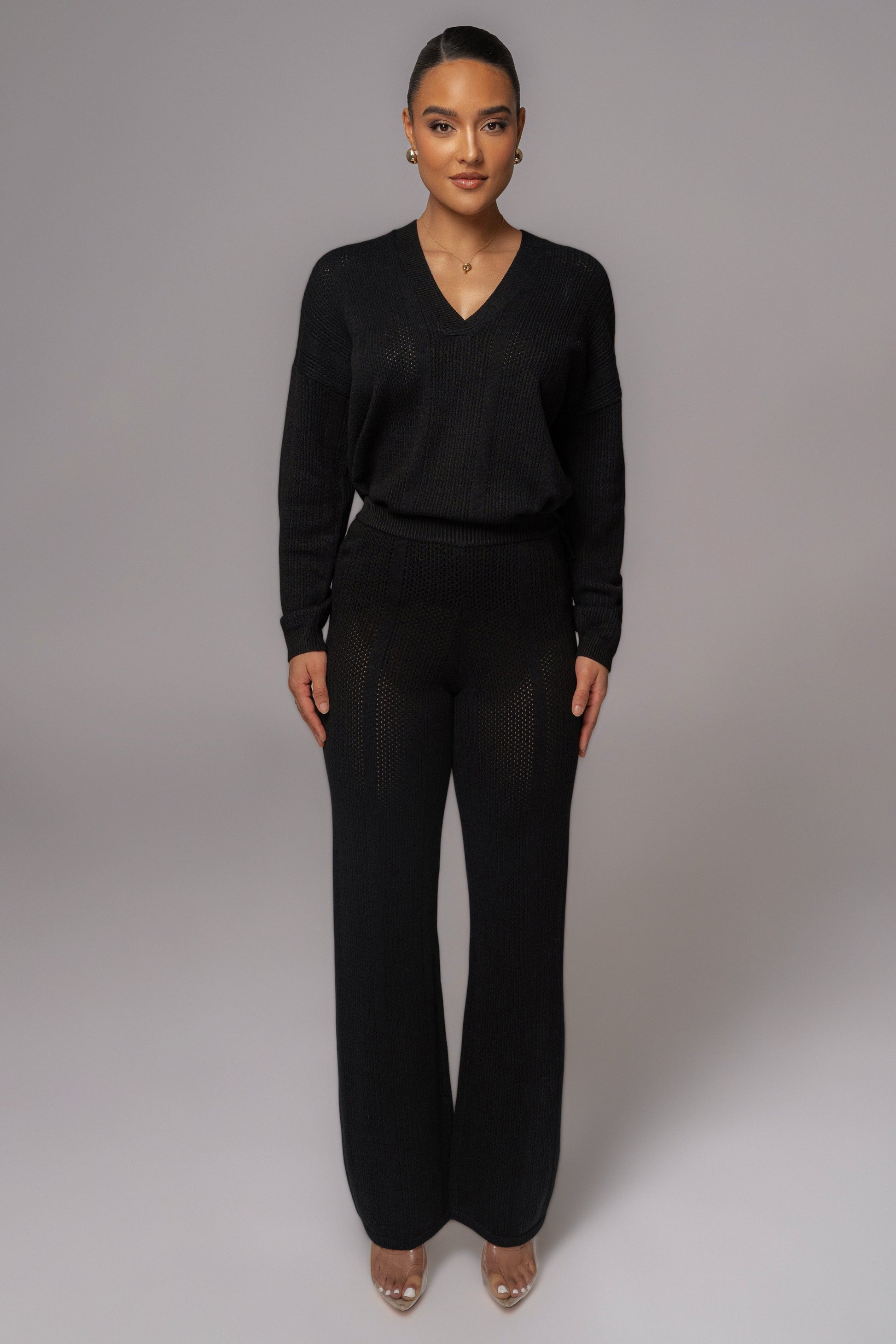 Black Fortuna Sweater Knit Pants JLUXLABEL