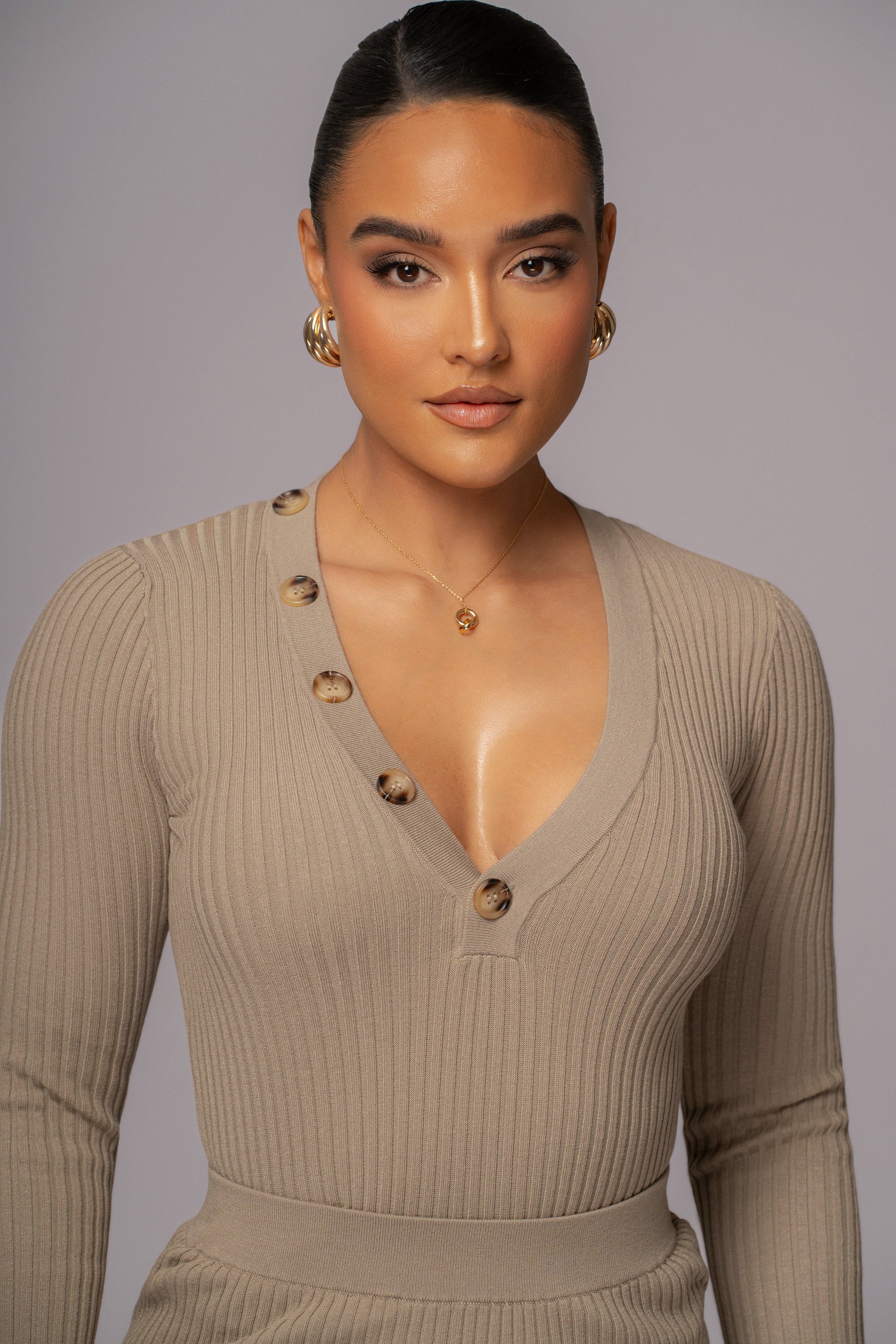 Taupe Jessy Ribbed Skirt Set JLUXLABEL