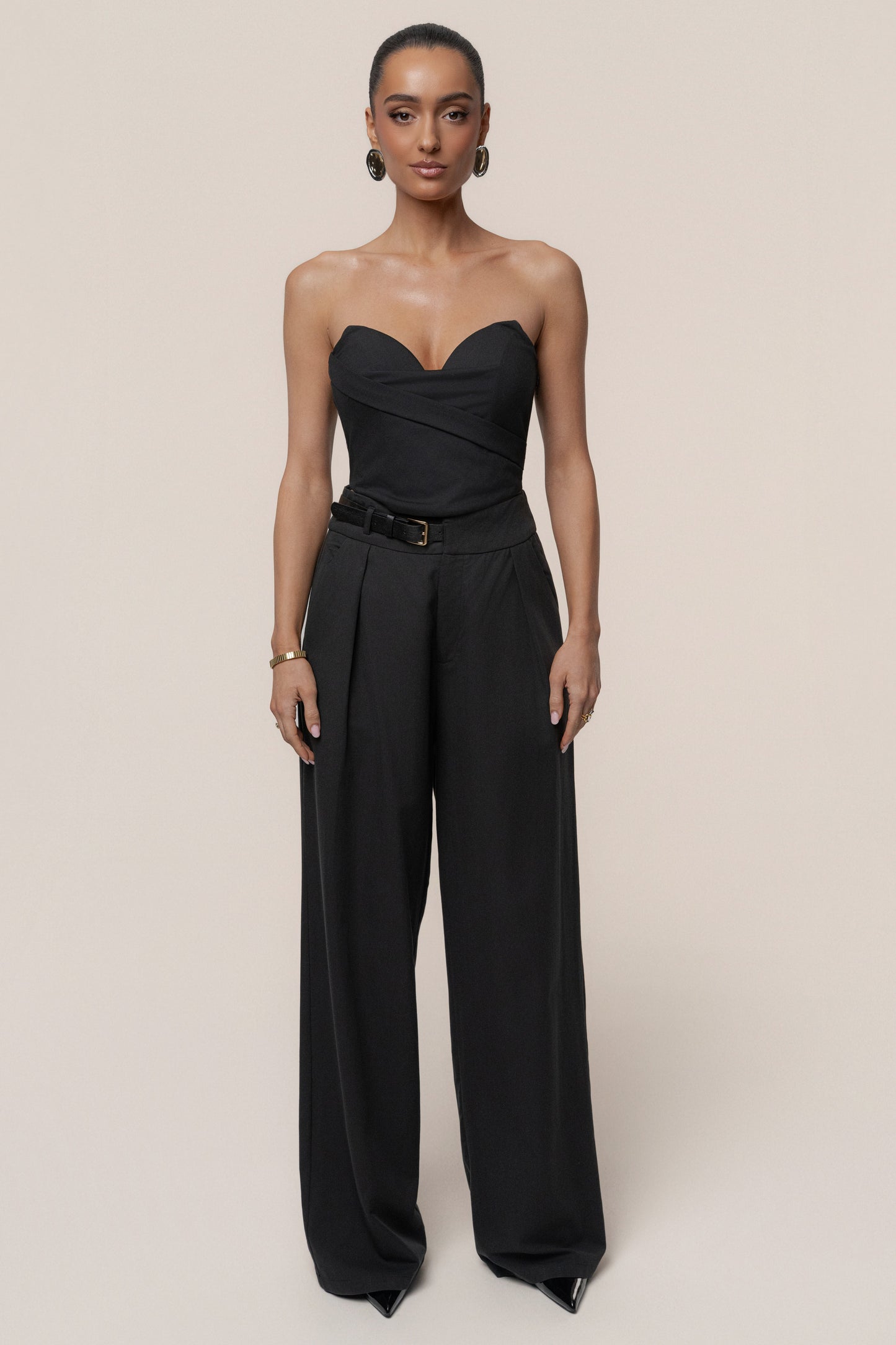 Black Everywhere Belted Trousers JLUXLABEL
