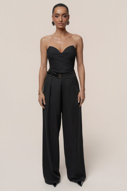 Black Everywhere Belted Trousers JLUXLABEL