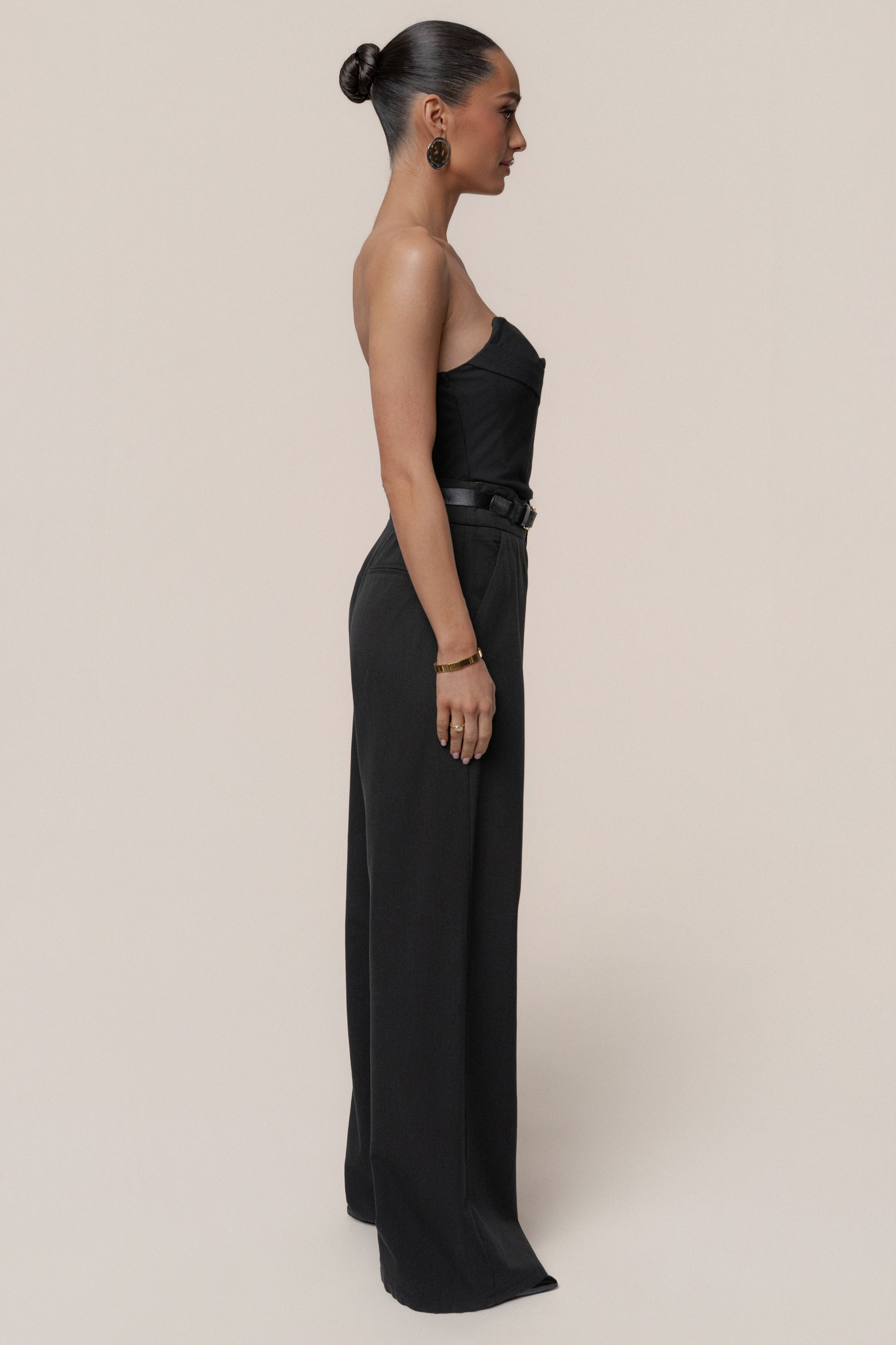 Black Everywhere Belted Trousers JLUXLABEL