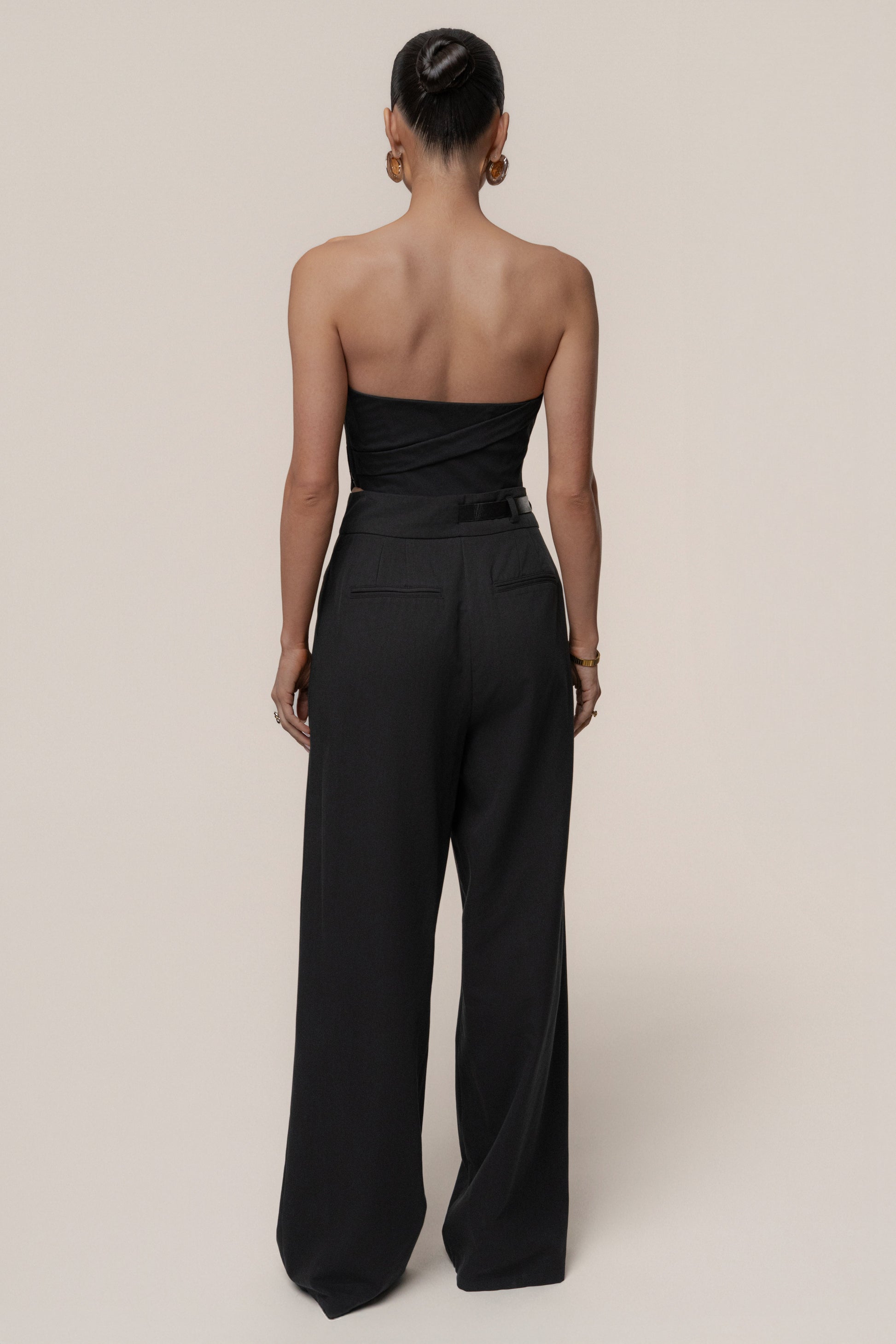 Black Everywhere Belted Trousers JLUXLABEL
