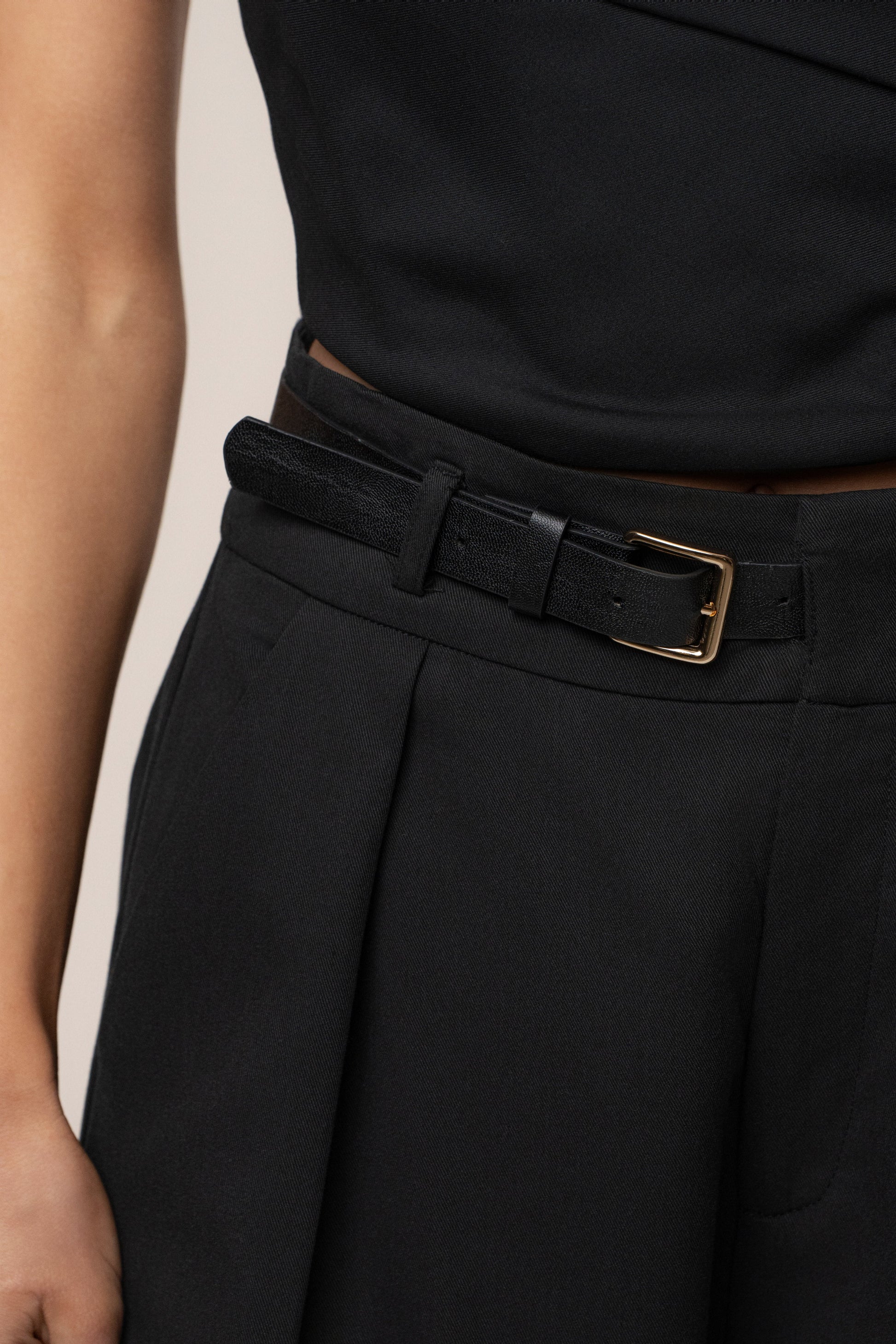 Black Everywhere Belted Trousers JLUXLABEL