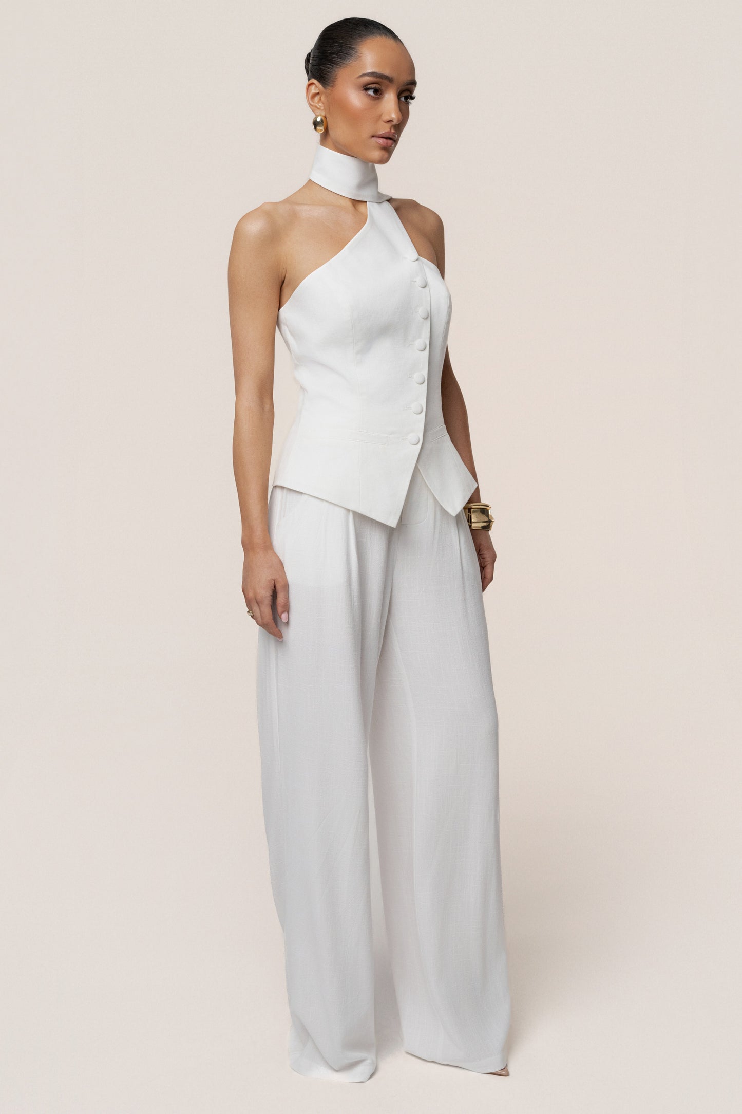 PRE-ORDER Ivory Asymmetric Scarf Top NEWFASHIONEDGE