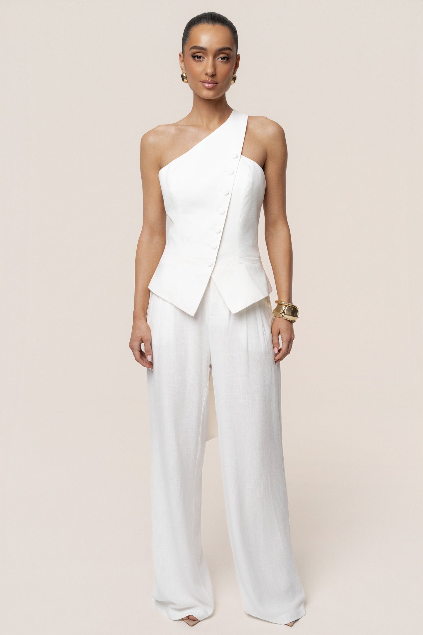 PRE-ORDER Ivory Asymmetric Scarf Top NEWFASHIONEDGE