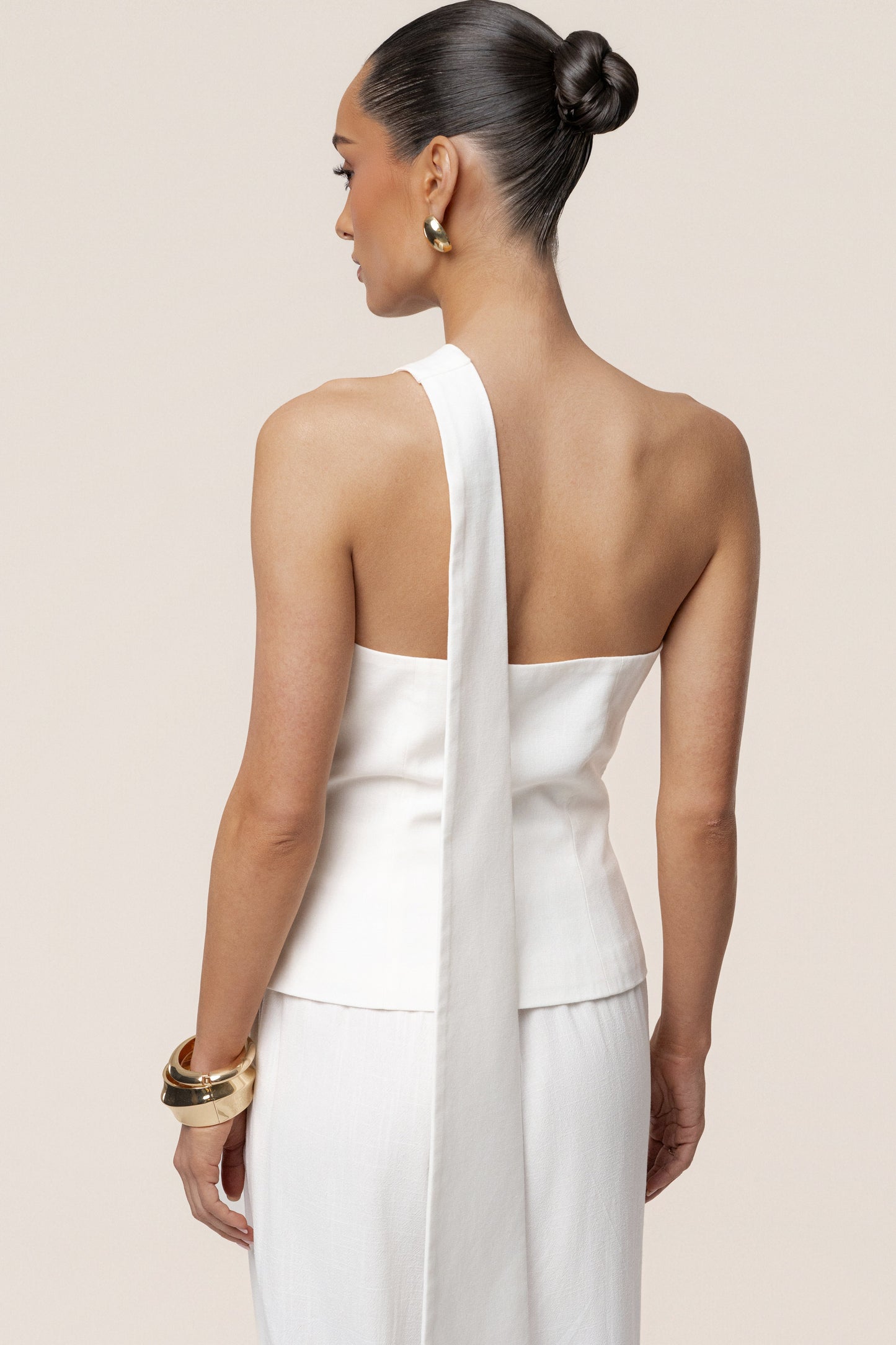 PRE-ORDER Ivory Asymmetric Scarf Top NEWFASHIONEDGE