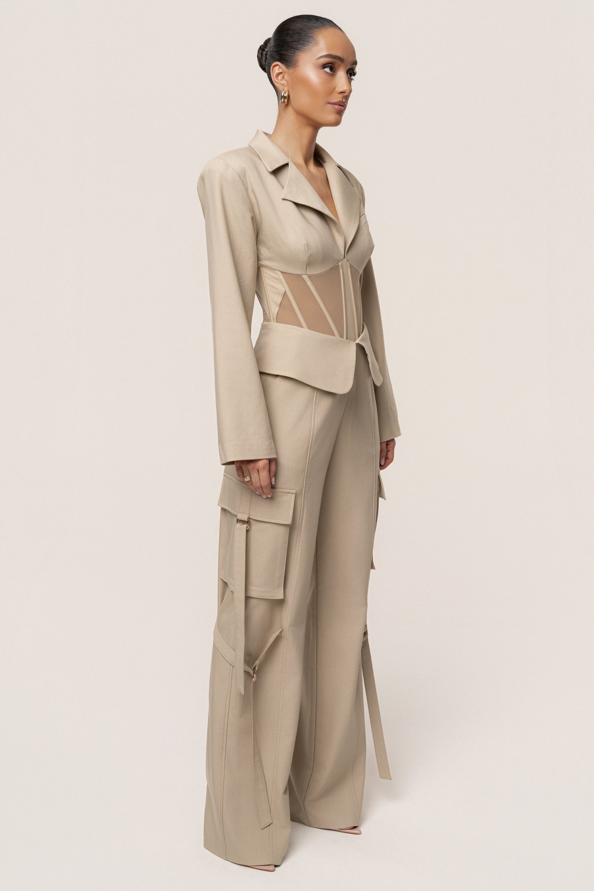 Stone Downtown Blazer Bodysuit JLUXLABEL