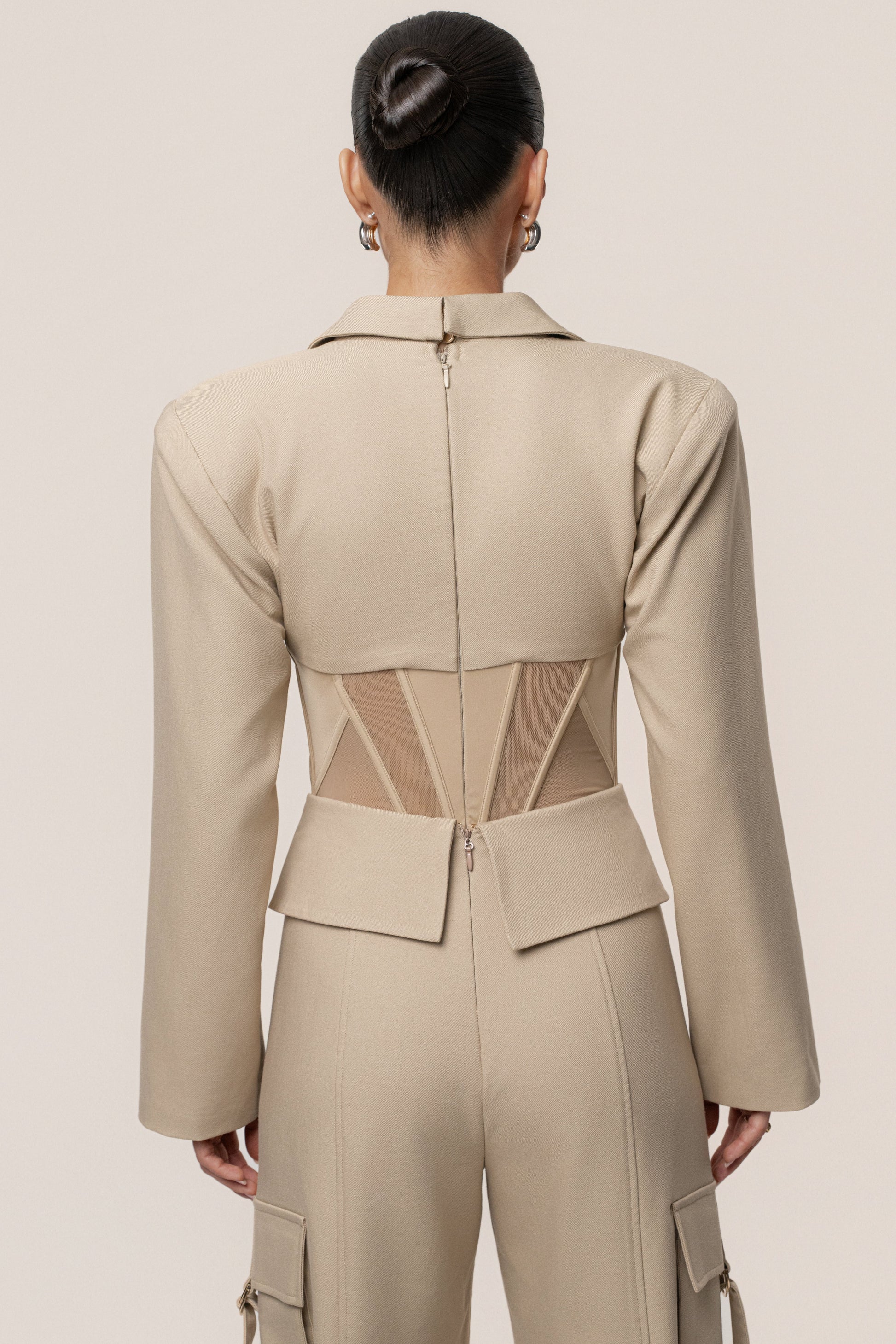 Stone Downtown Blazer Bodysuit JLUXLABEL