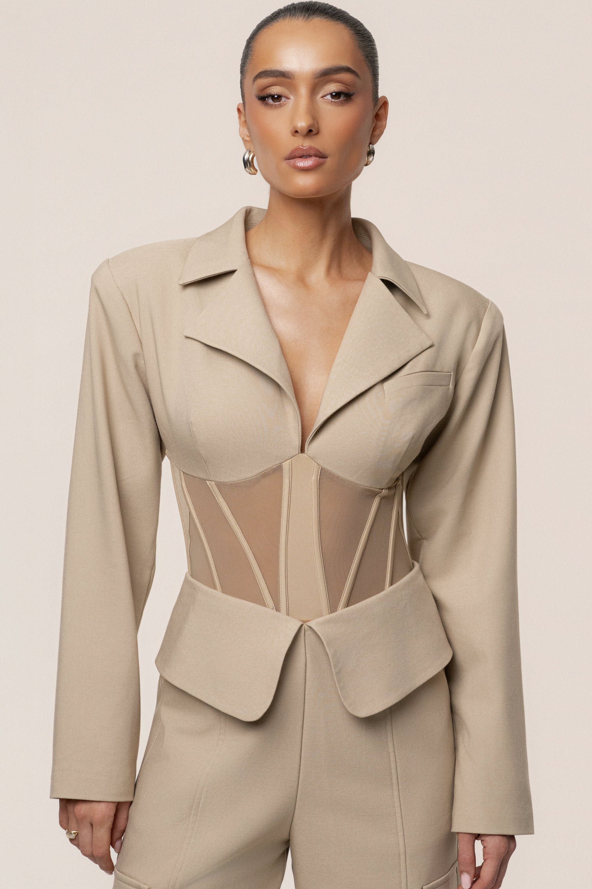 Stone Downtown Blazer Bodysuit JLUXLABEL
