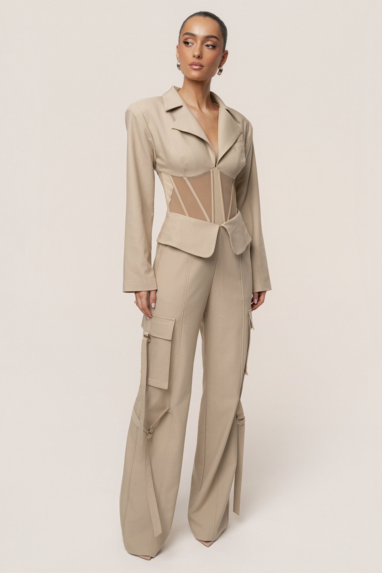 Stone Downtown Blazer Bodysuit JLUXLABEL