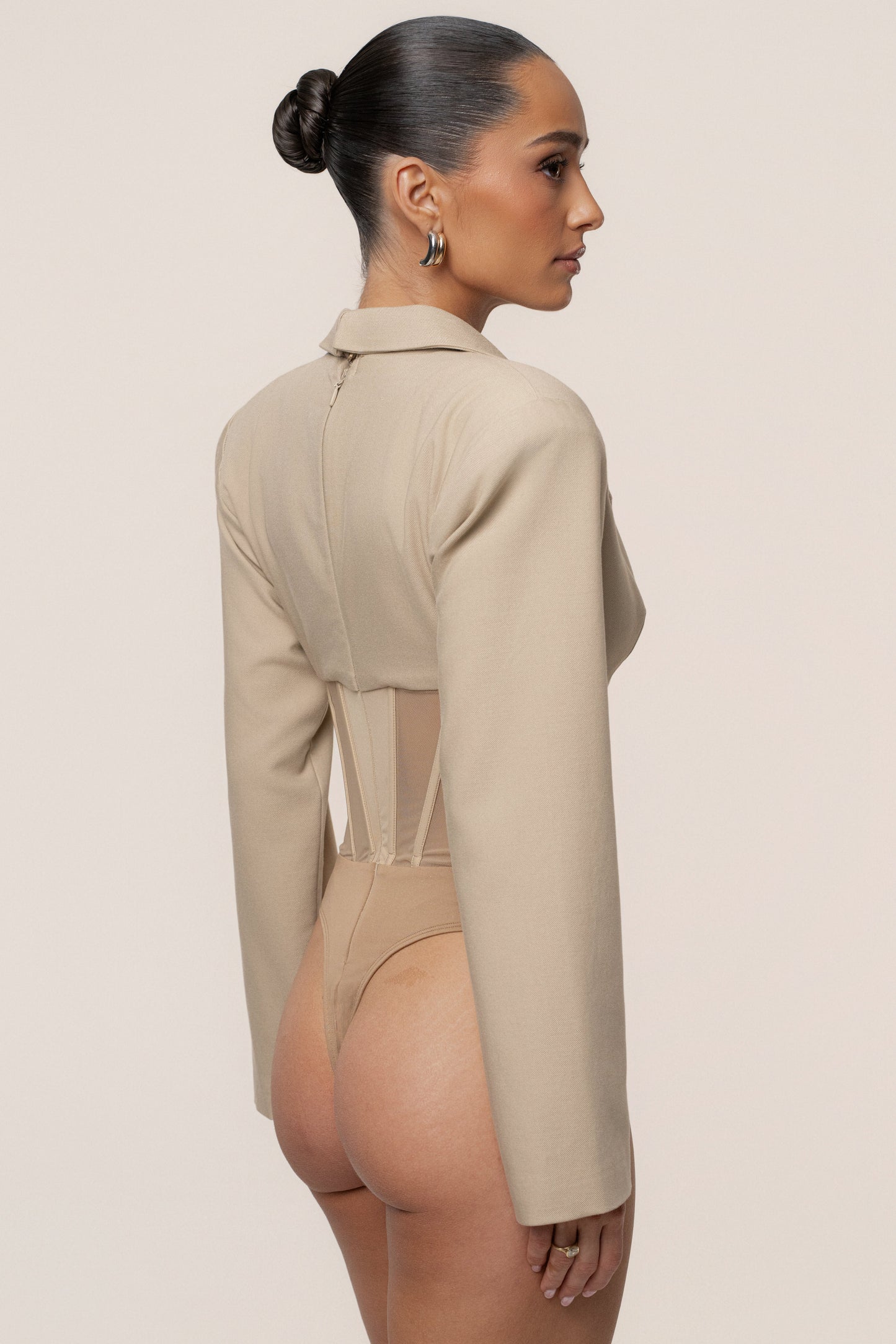 Stone Downtown Blazer Bodysuit JLUXLABEL
