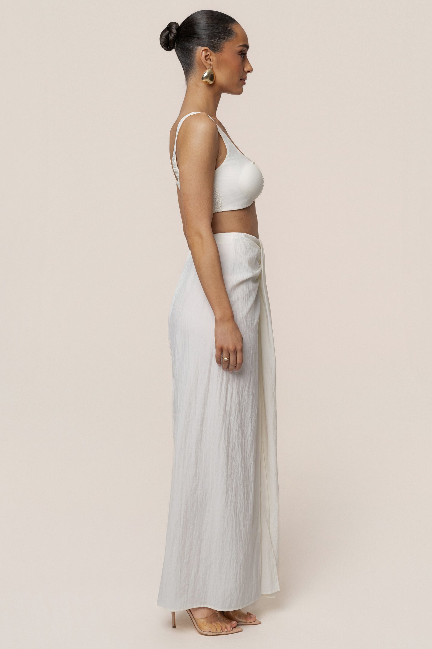 Ivory Flowing Elegance Maxi Skirt JLUXLABEL
