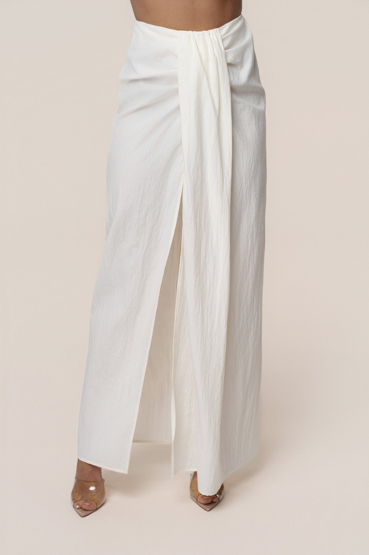 Ivory Flowing Elegance Maxi Skirt JLUXLABEL