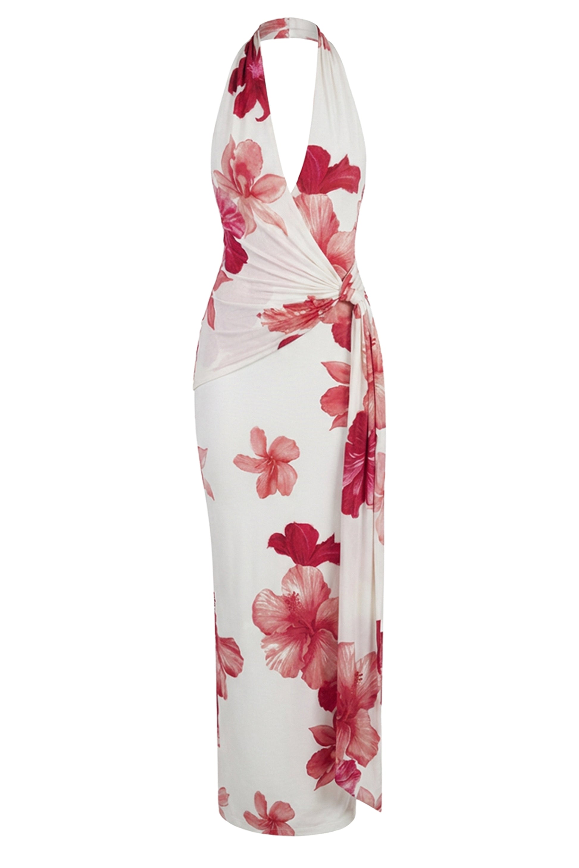 Red Floral Island Blossom Maxi Dress JLUXLABEL