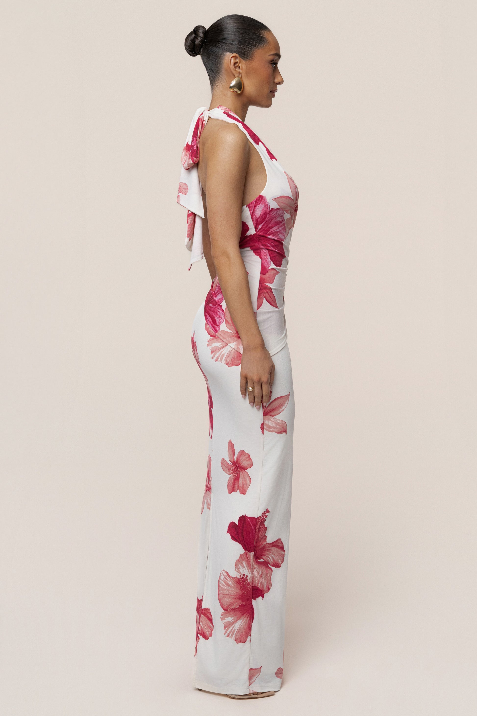 Red Floral Island Blossom Maxi Dress JLUXLABEL