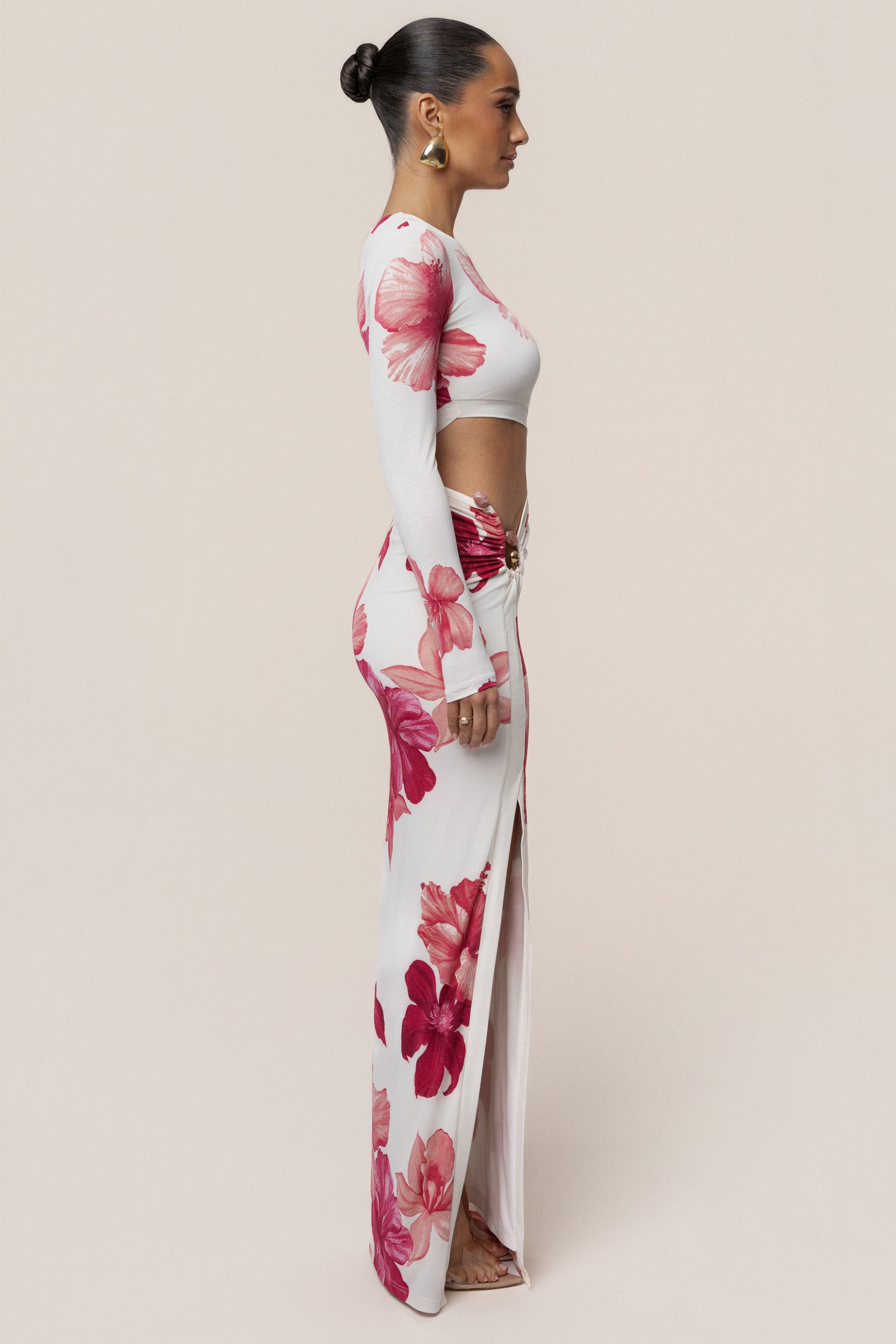 Red Floral Garden Oasis Maxi Dress JLUXLABEL