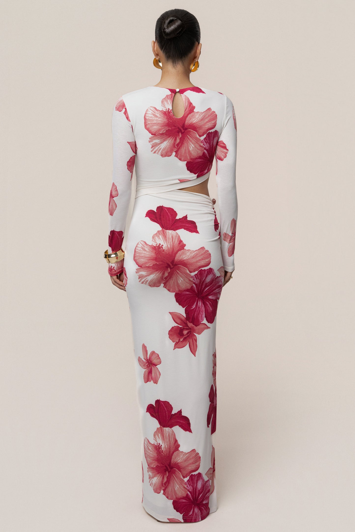 Red Floral Garden Oasis Maxi Dress JLUXLABEL