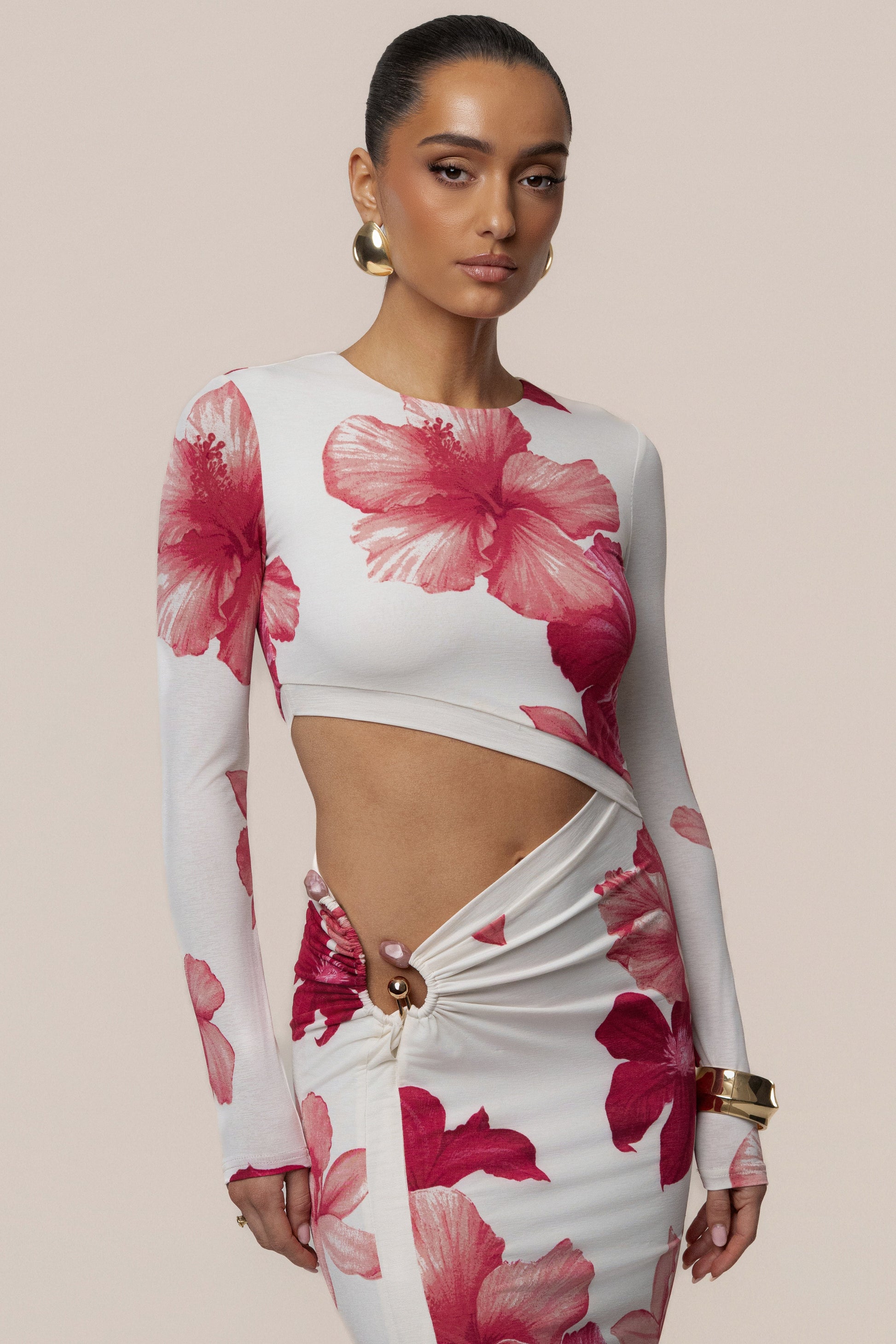 Red Floral Garden Oasis Maxi Dress JLUXLABEL