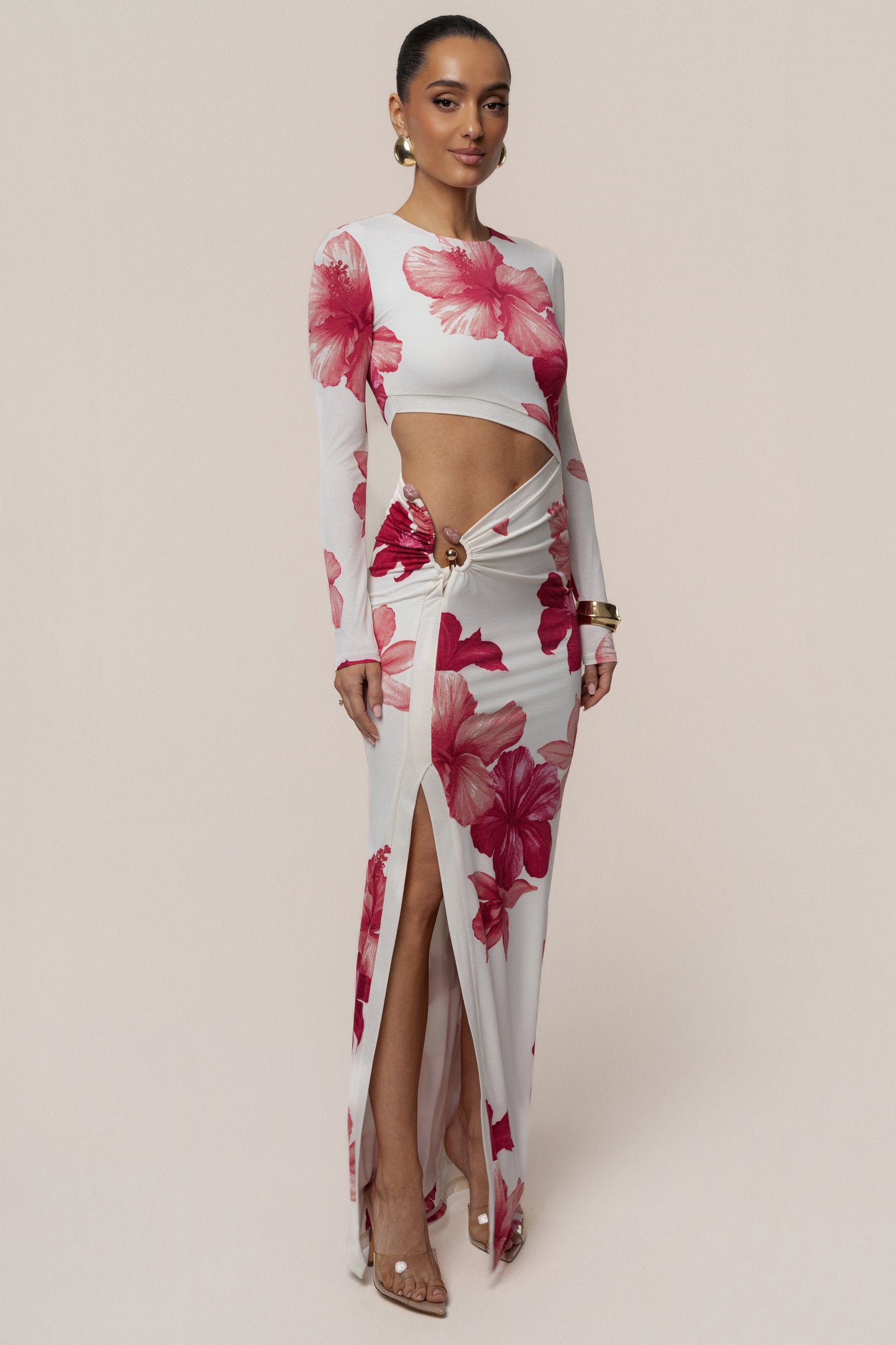 Red Floral Garden Oasis Maxi Dress JLUXLABEL
