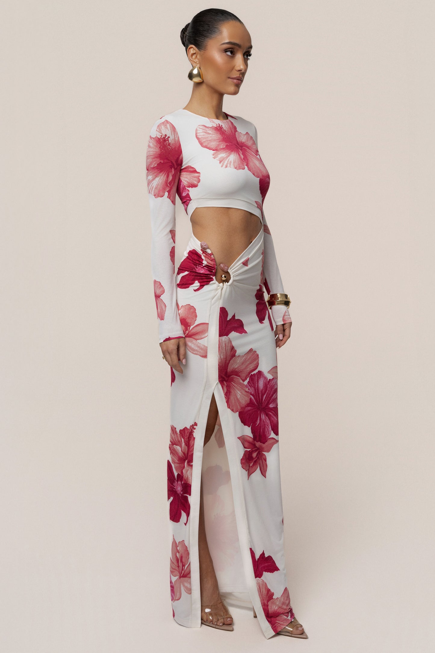 Red Floral Garden Oasis Maxi Dress JLUXLABEL