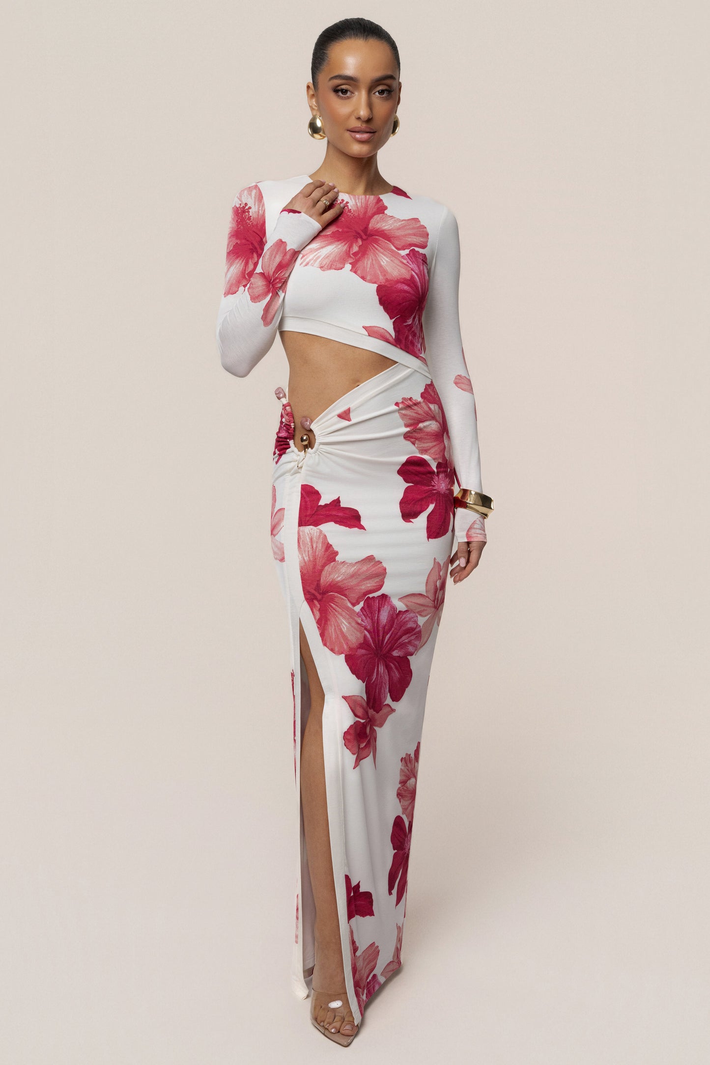 Red Floral Garden Oasis Maxi Dress JLUXLABEL