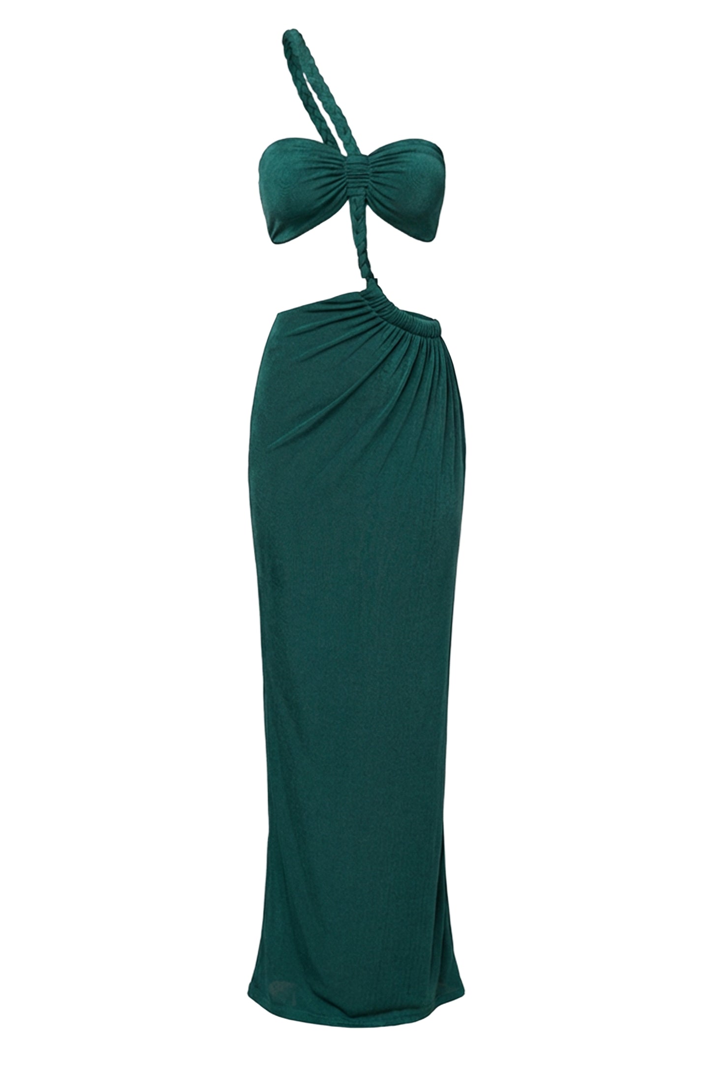 Green Ema One Shoulder Maxi Dress JLUXLABEL
