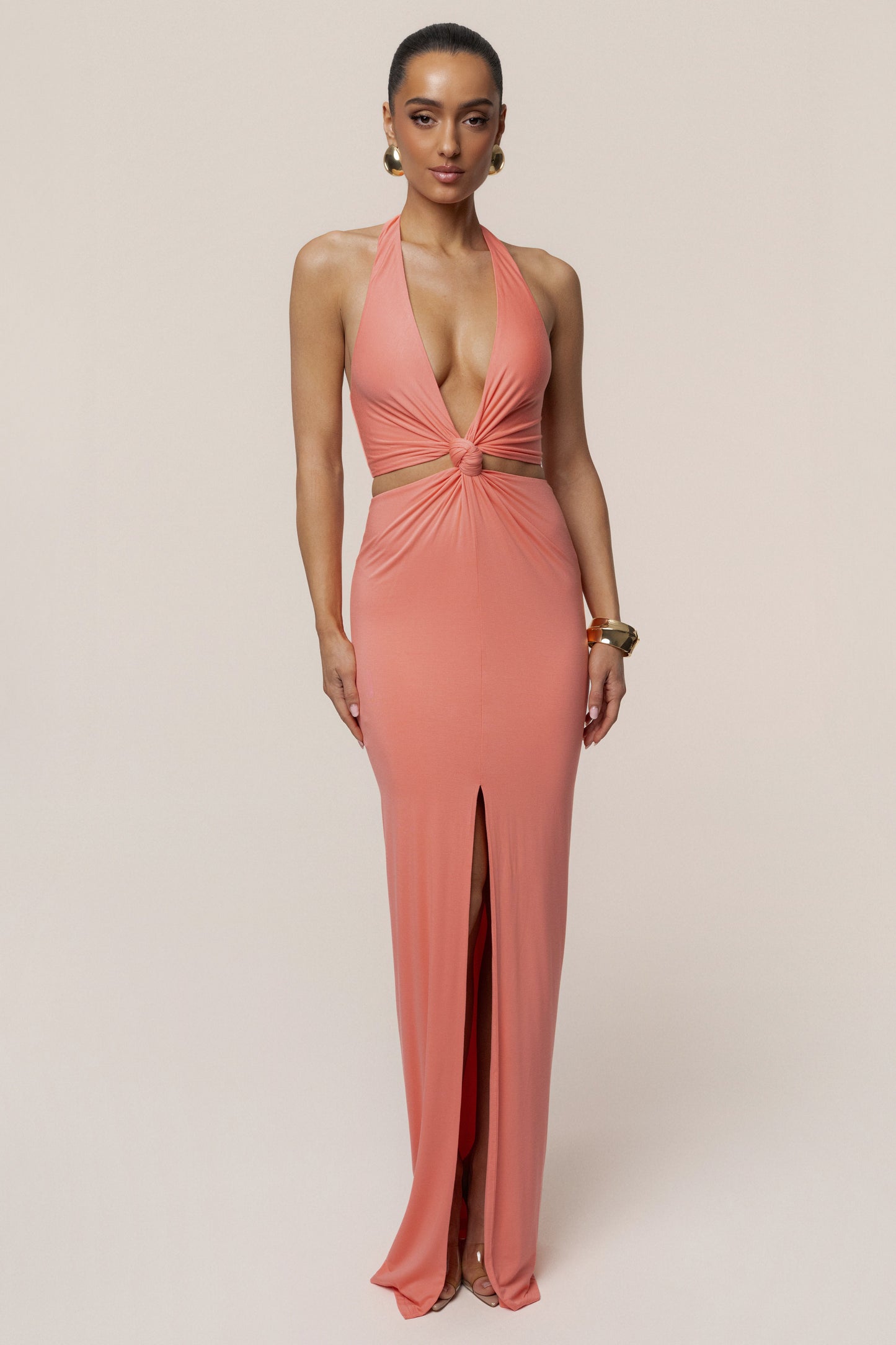Coral Grand Evening Maxi Dress JLUXLABEL
