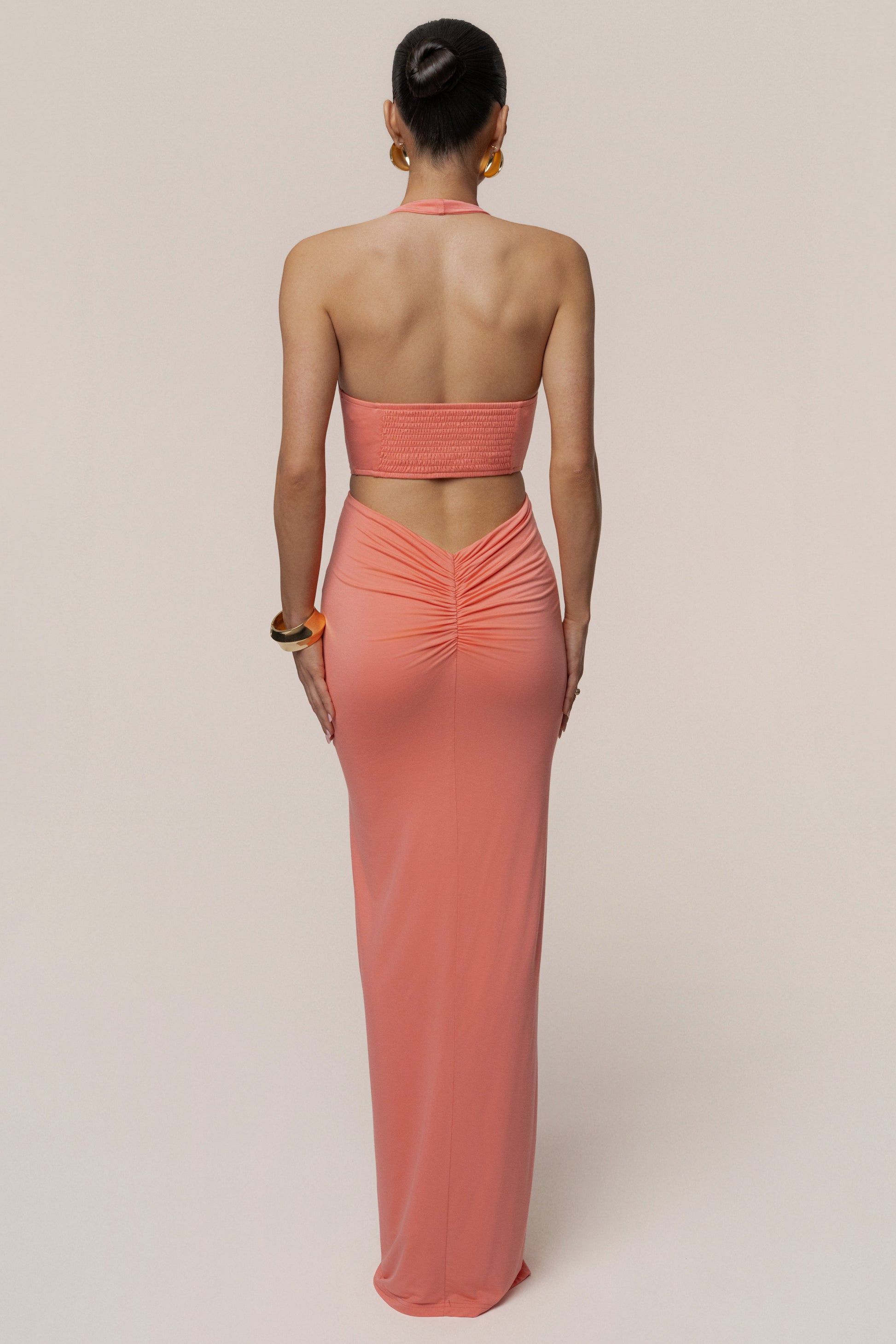 Coral Grand Evening Maxi Dress JLUXLABEL