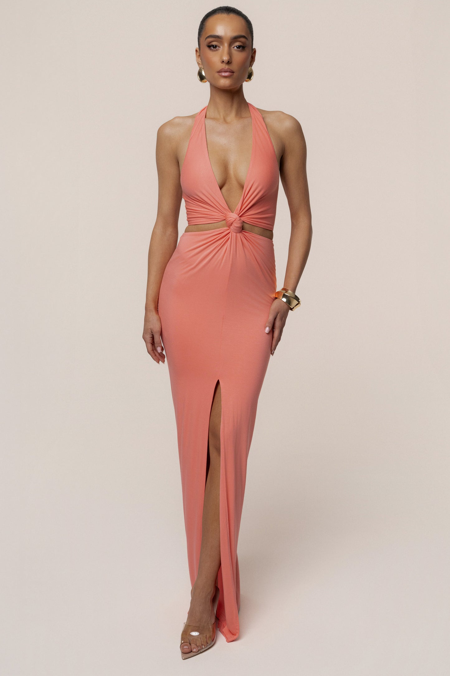 Coral Grand Evening Maxi Dress JLUXLABEL
