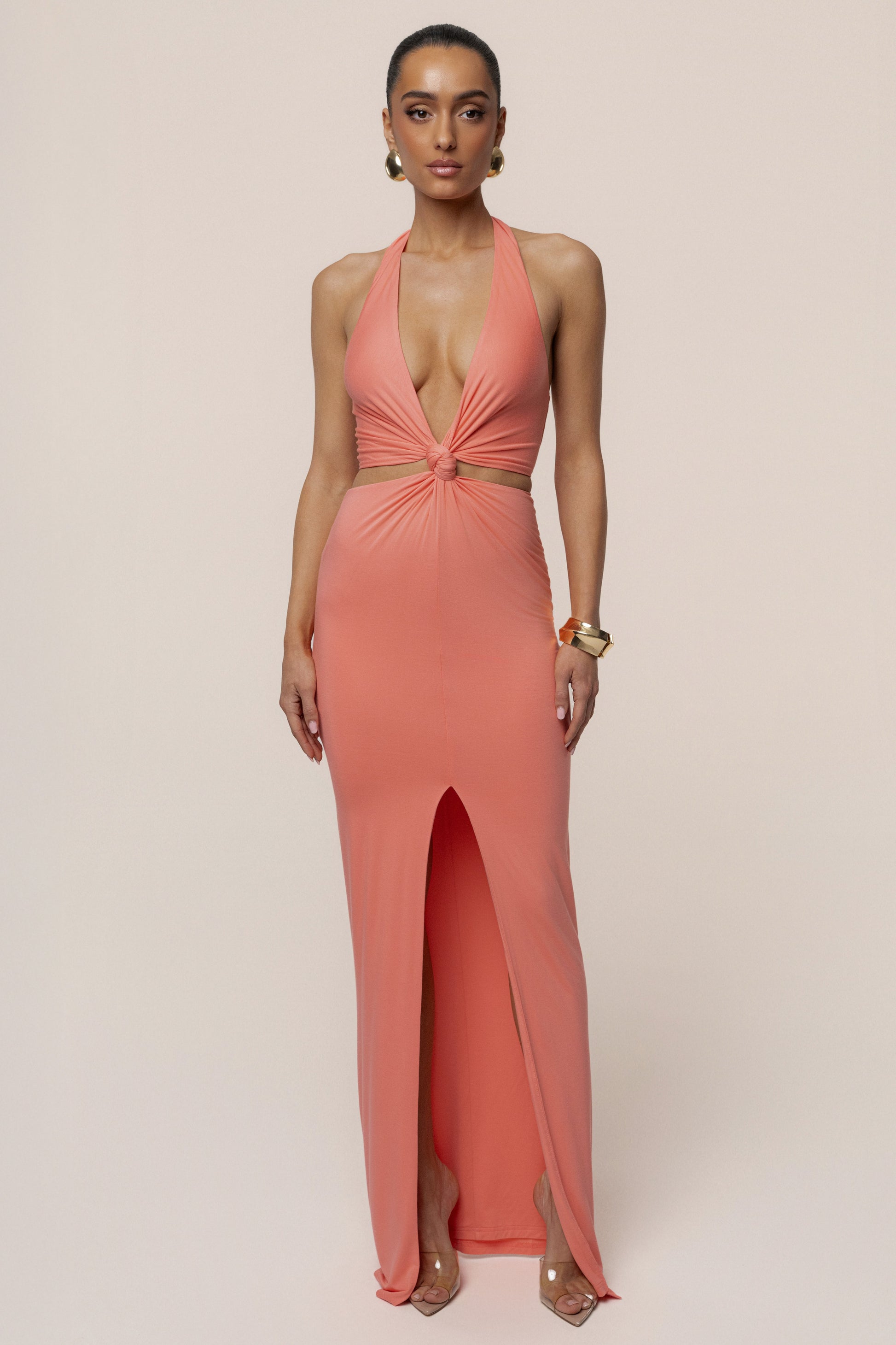 Coral Grand Evening Maxi Dress JLUXLABEL