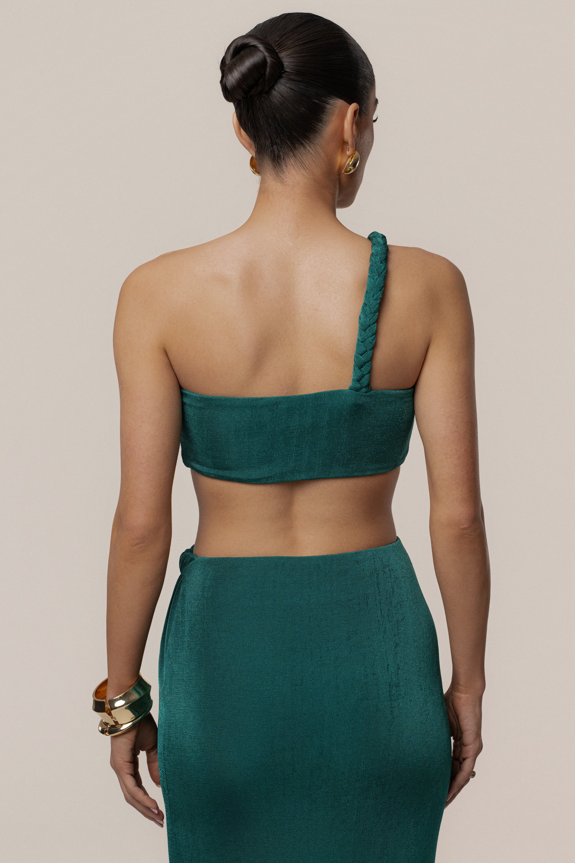 Green Ema One Shoulder Maxi Dress JLUXLABEL