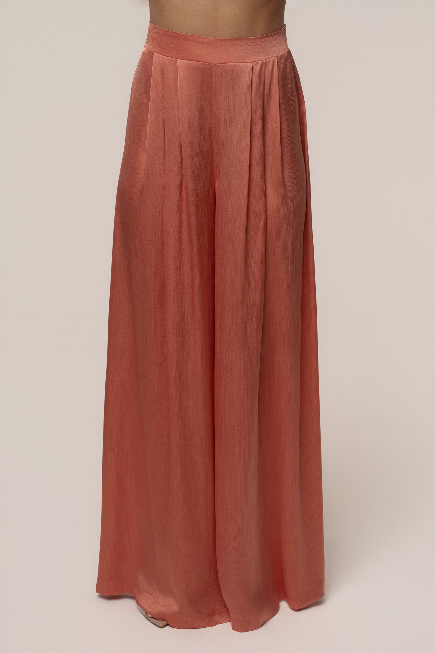 Salmon Cascade Satin Pant Set