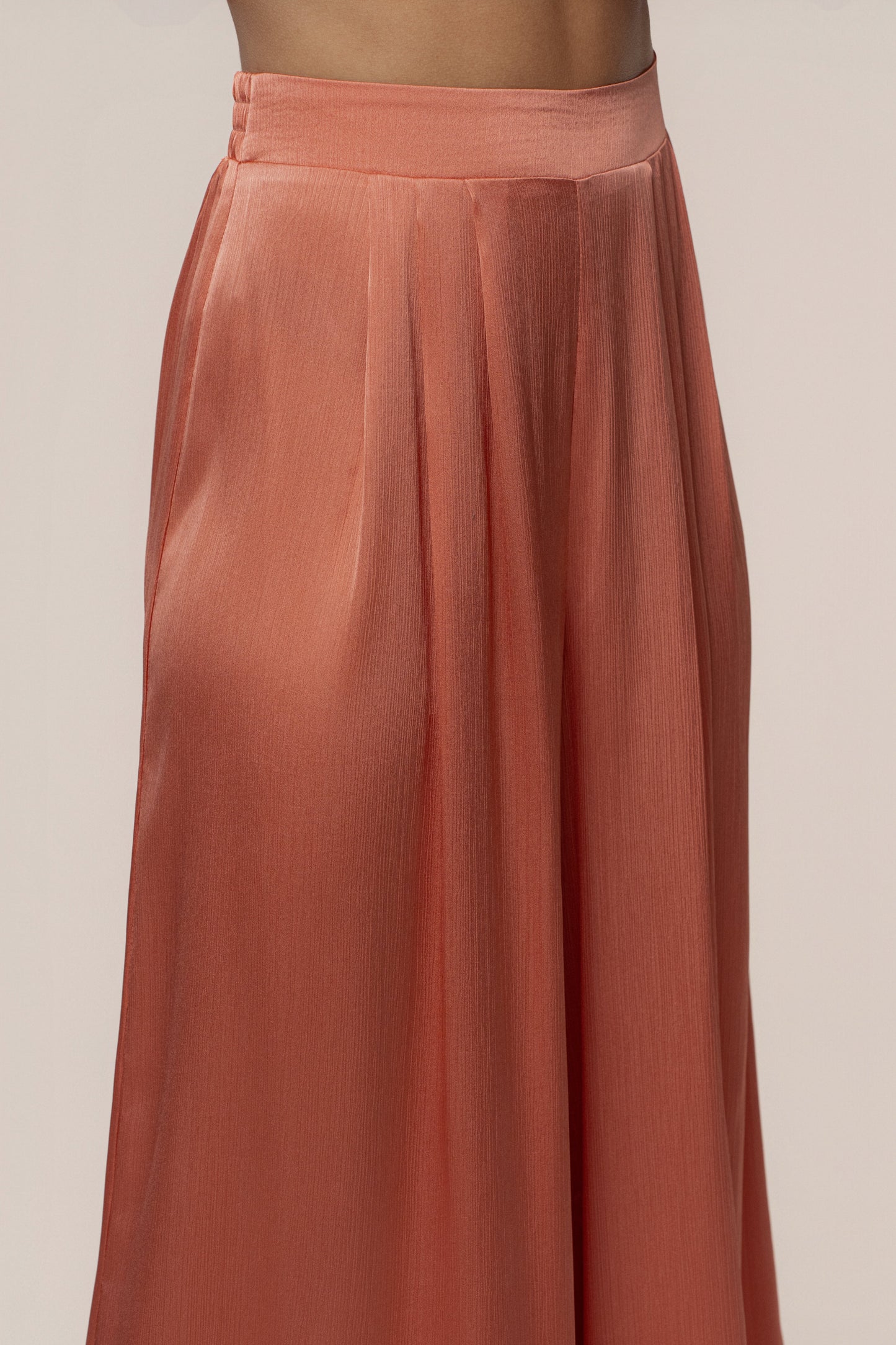 Salmon Cascade Satin Pant Set