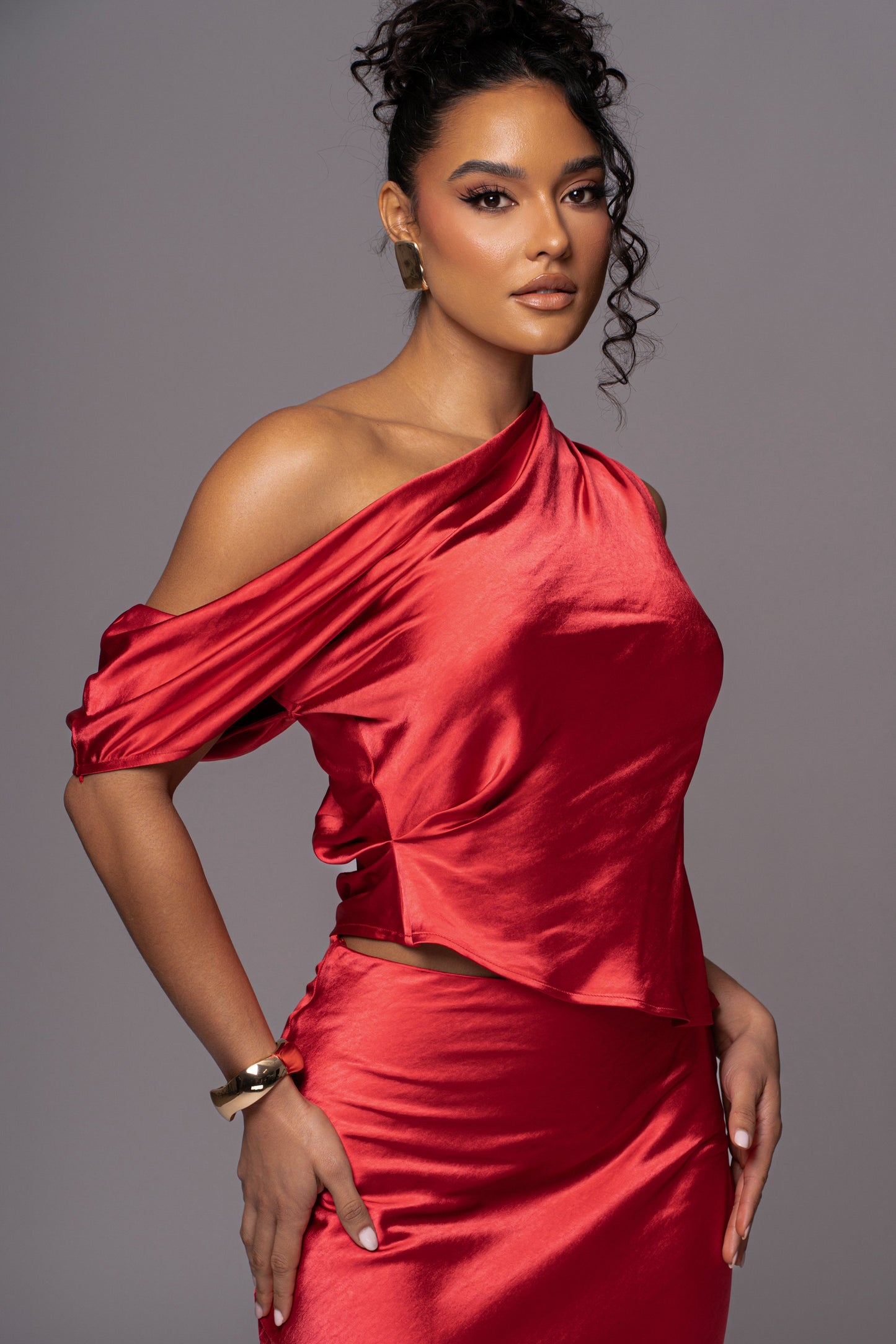 Red Rosi Asymmetrical Top JLUXLABEL