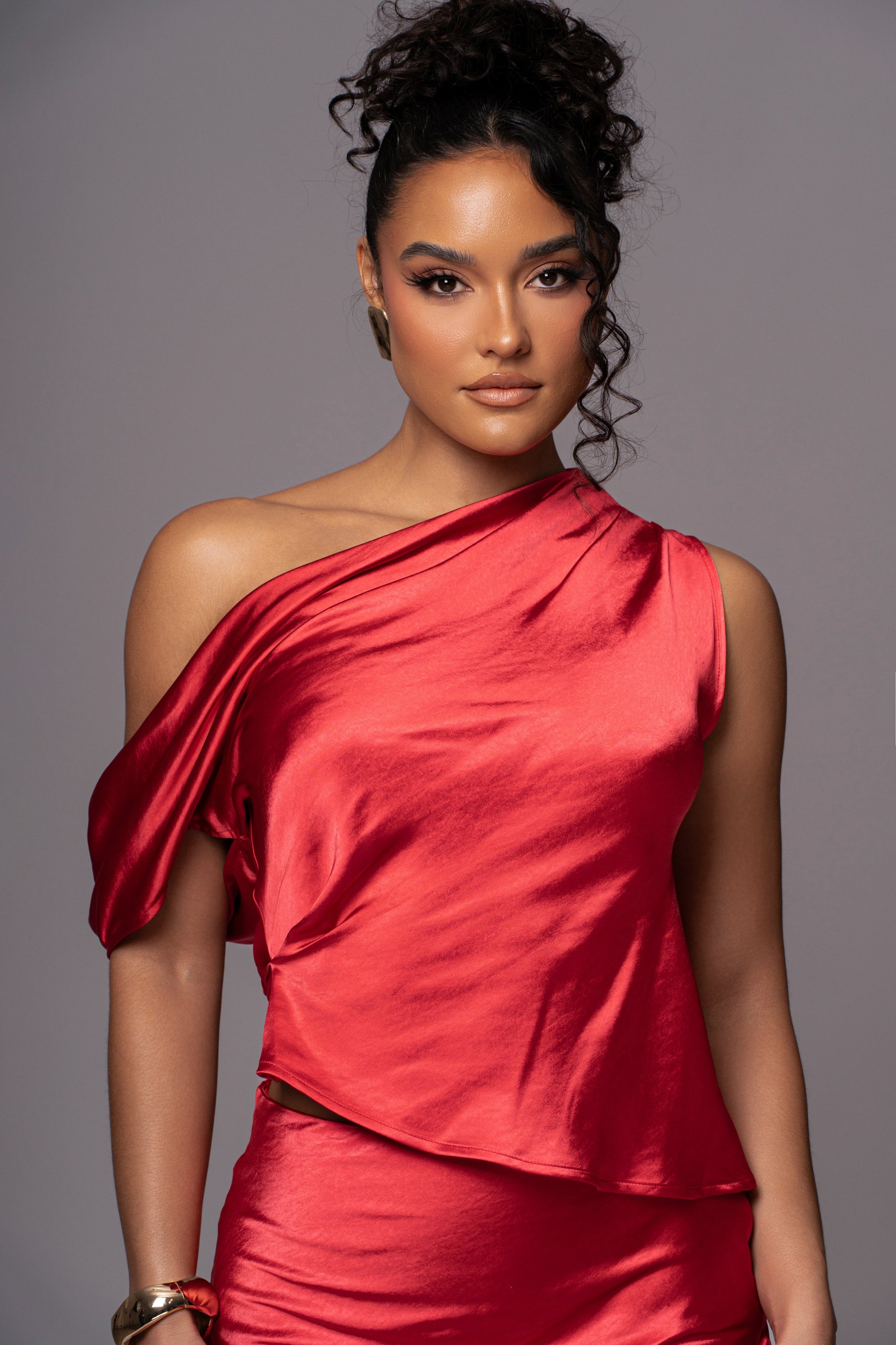 Red Rosi Asymmetrical Top JLUXLABEL