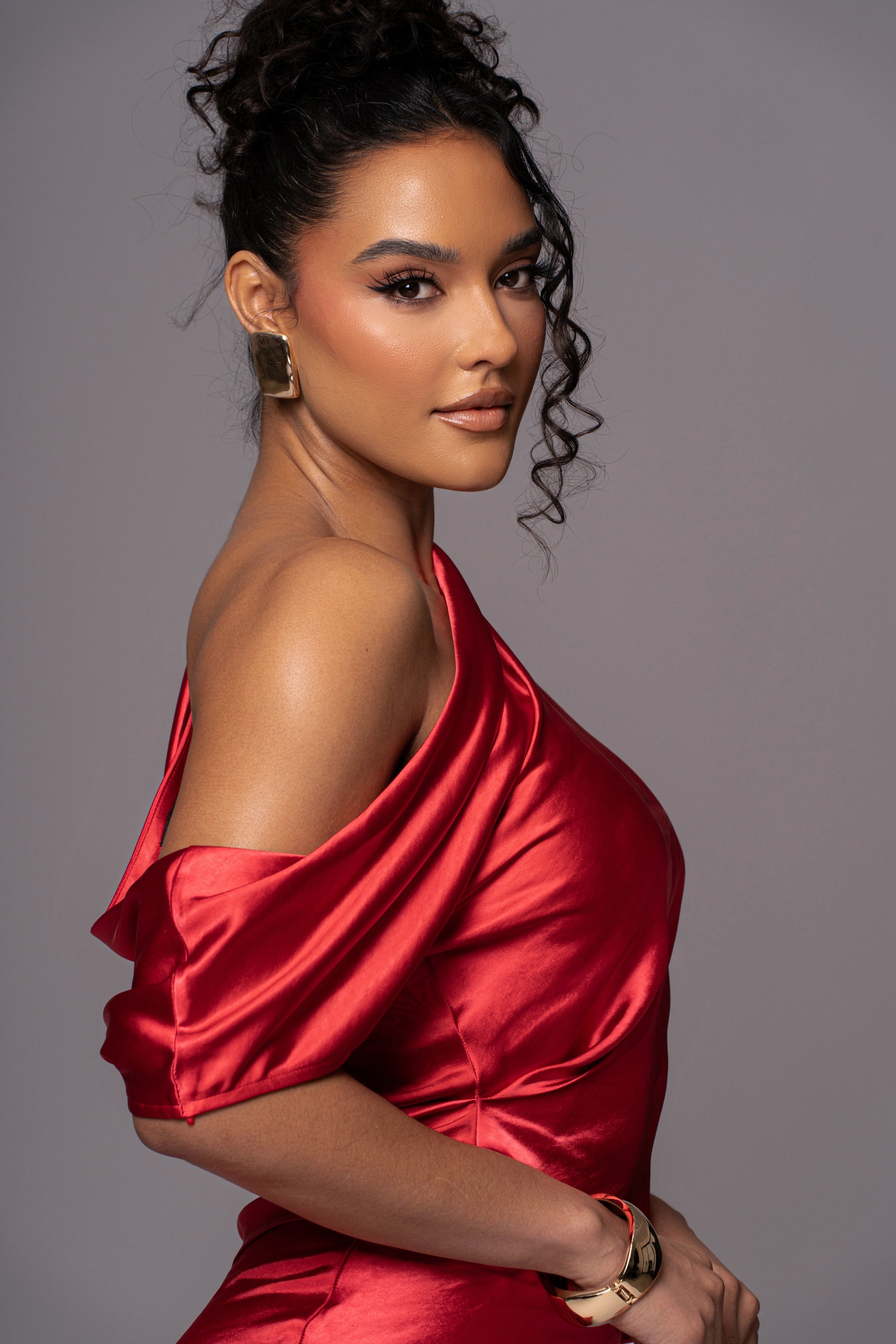 Red Rosi Asymmetrical Top JLUXLABEL