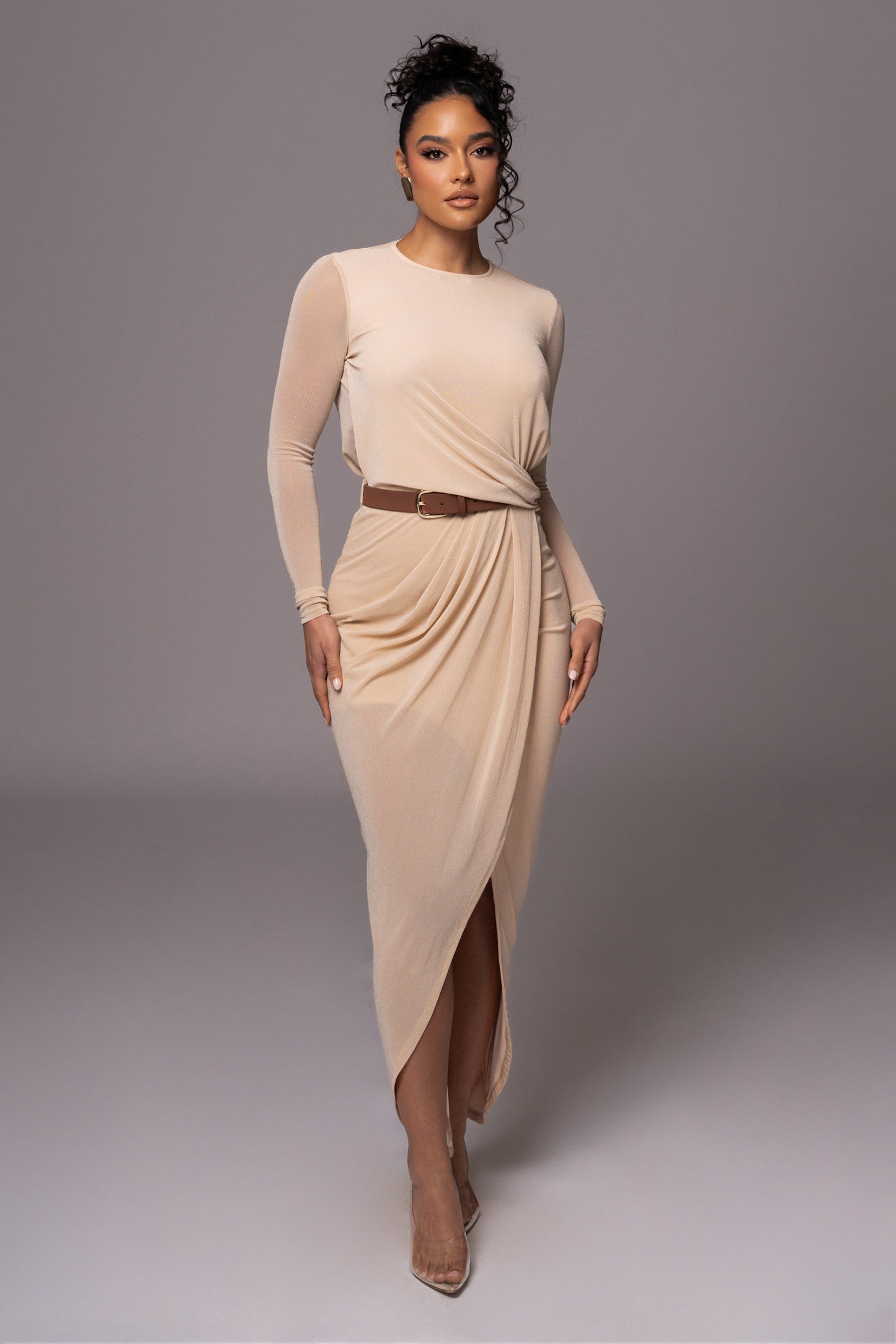 Ivory Araceli Gathered Maxi Dress JLUXLABEL