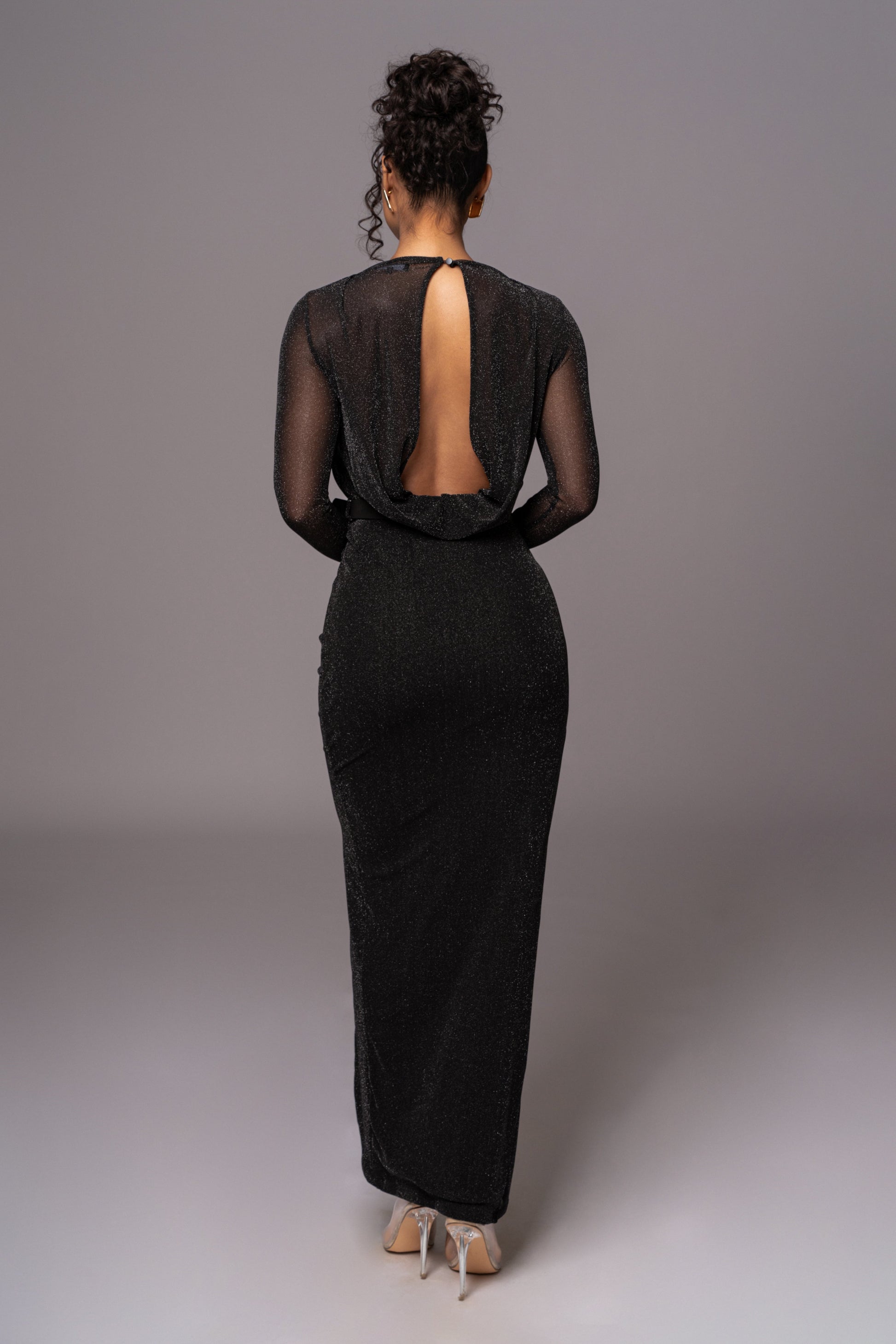 Black Araceli Gathered Maxi Dress JLUXLABEL