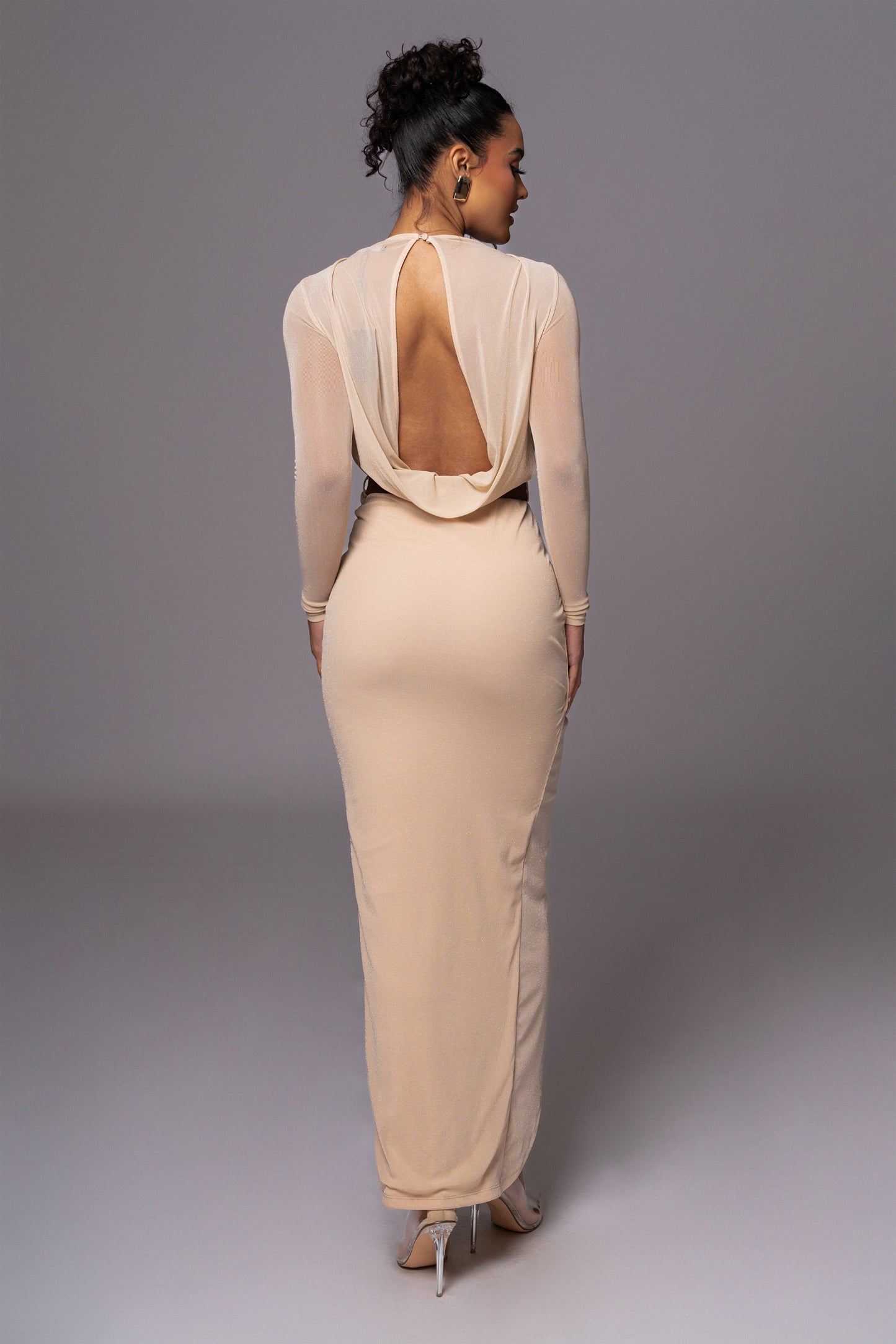 Ivory Araceli Gathered Maxi Dress JLUXLABEL