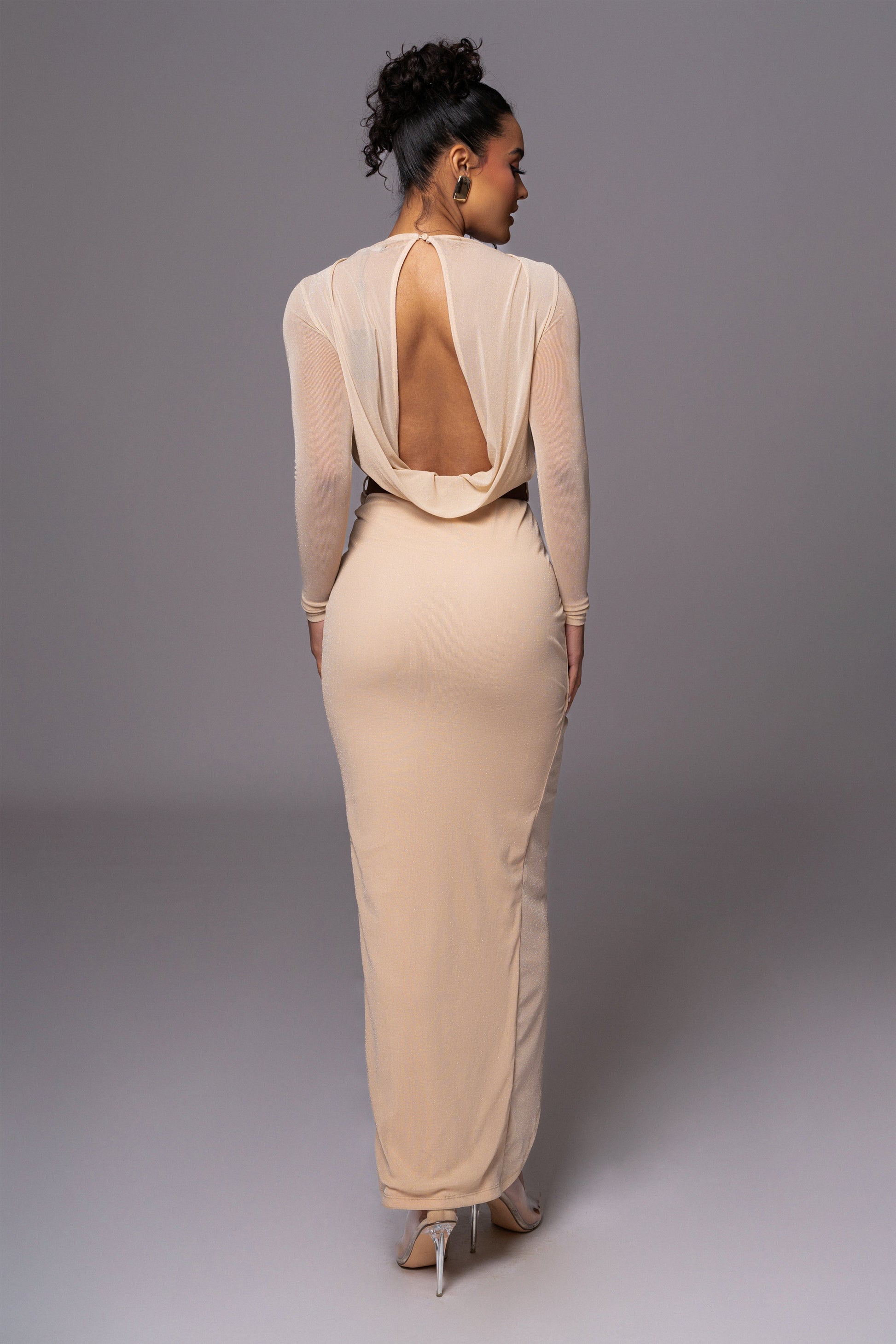 Ivory Araceli Gathered Maxi Dress JLUXLABEL