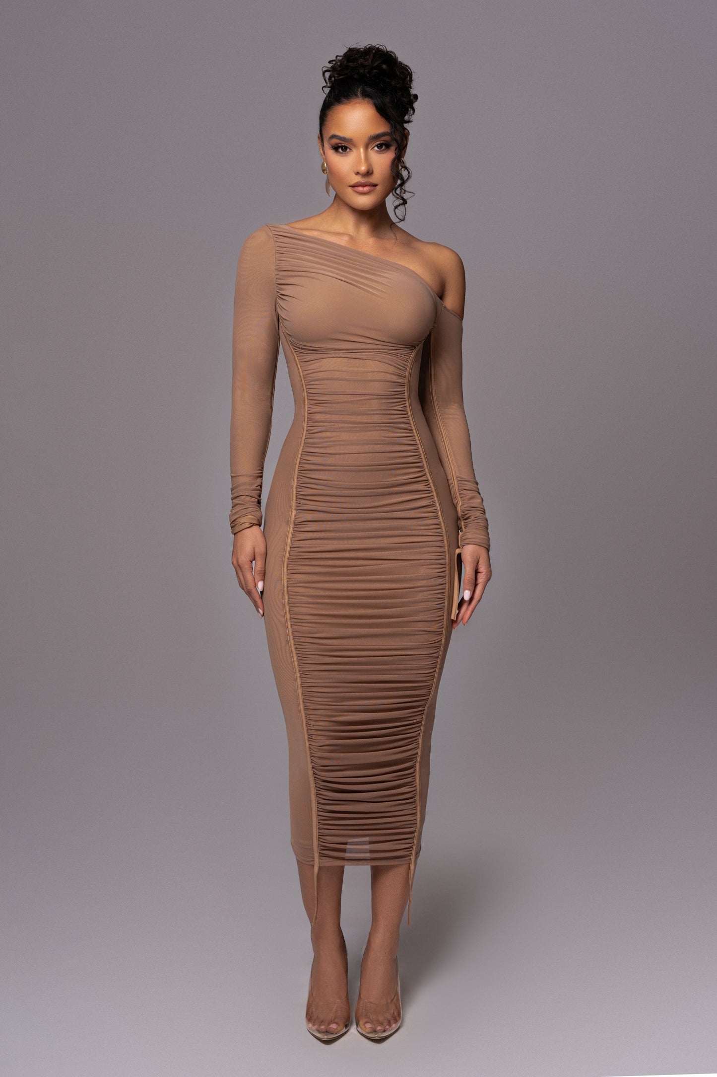 Beige Monika Midi Dress JLUXLABEL