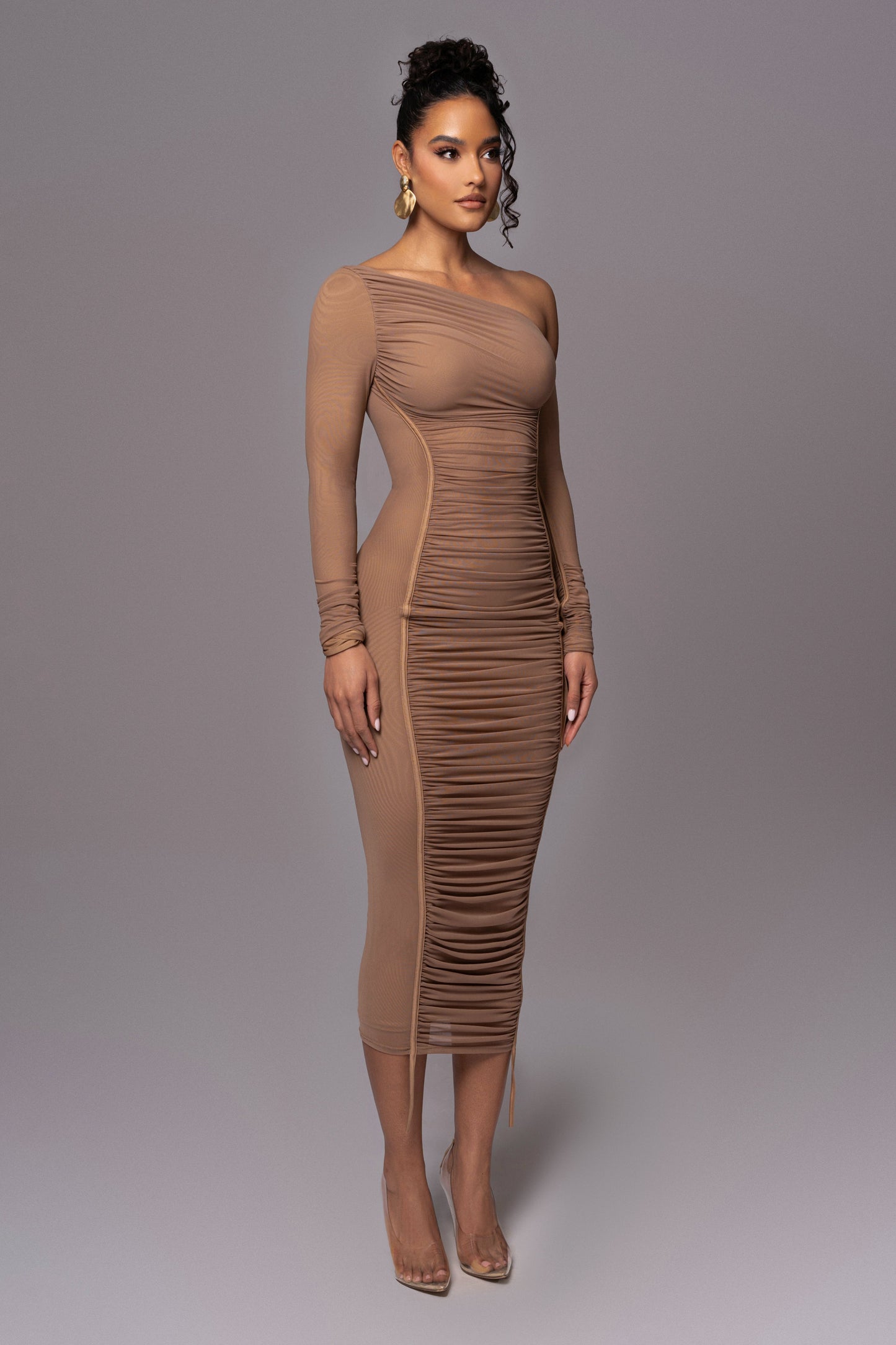 Beige Monika Midi Dress JLUXLABEL
