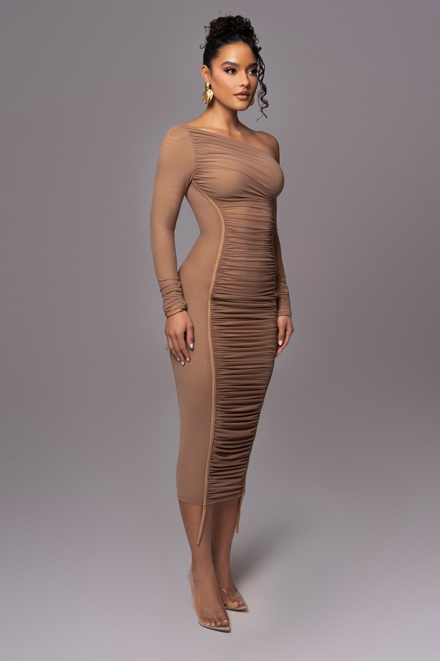 Beige Monika Midi Dress JLUXLABEL