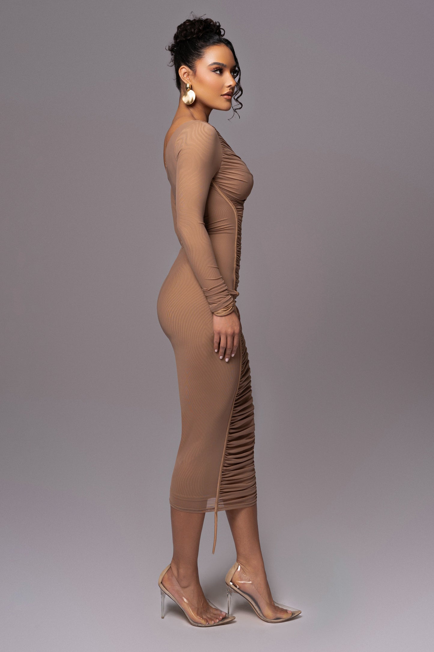 Beige Monika Midi Dress JLUXLABEL