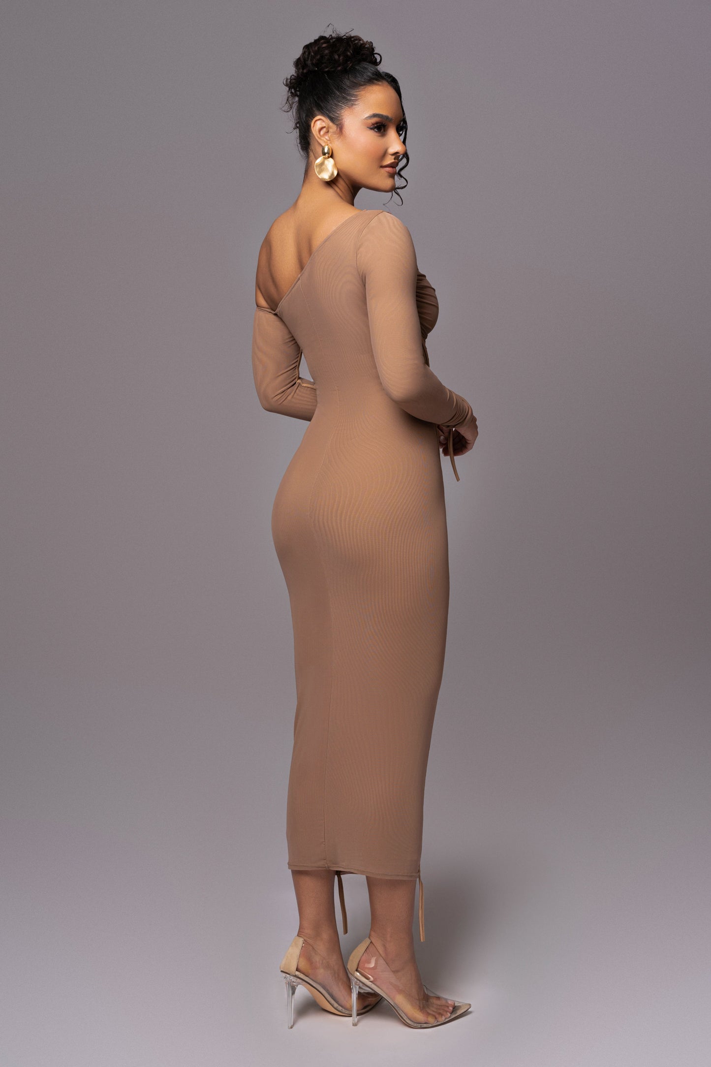 Beige Monika Midi Dress JLUXLABEL