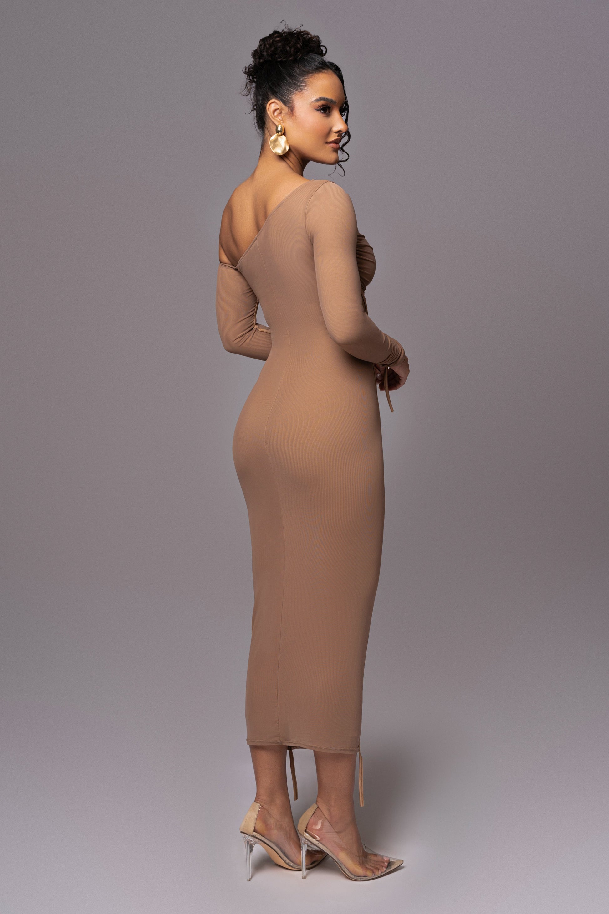 Beige Monika Midi Dress JLUXLABEL